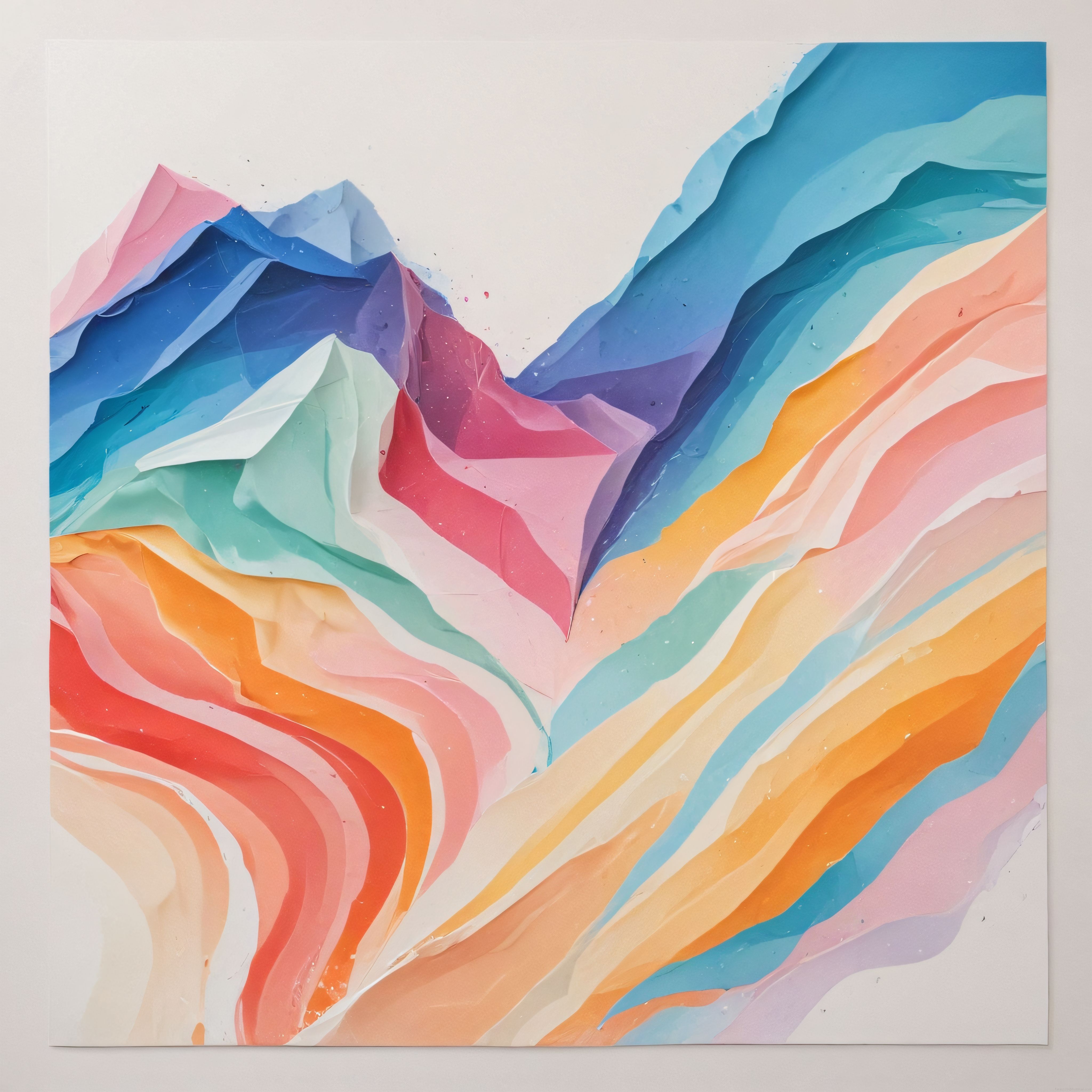 Pastel ve Canlı Renklerle Örülmüş Soyut Kağıt Katmanları Sanat Eseri