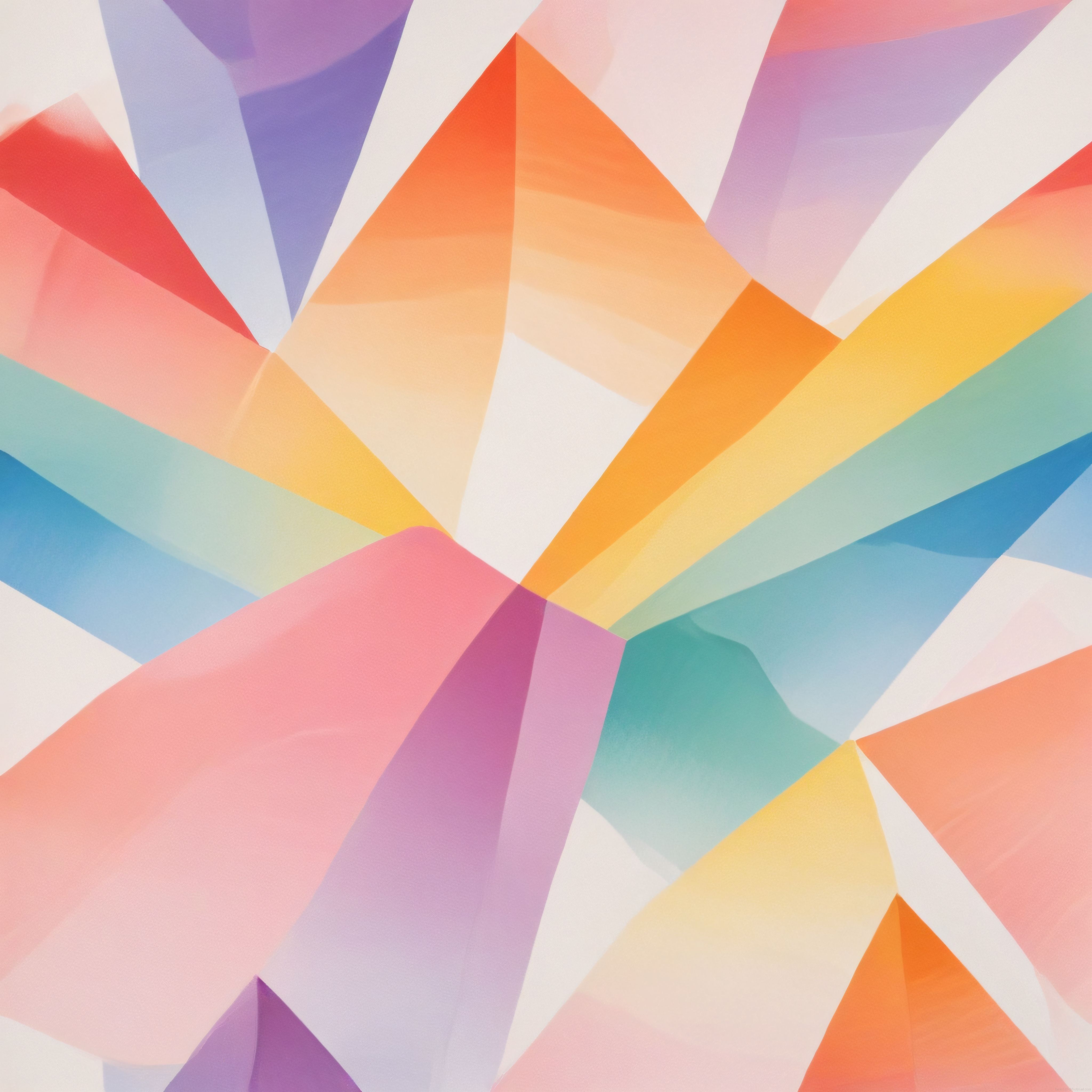 Pastel ve Canlı Tonlarda Geometrik Şekillerle Tasarlanmış Soyut Dijital Sanat