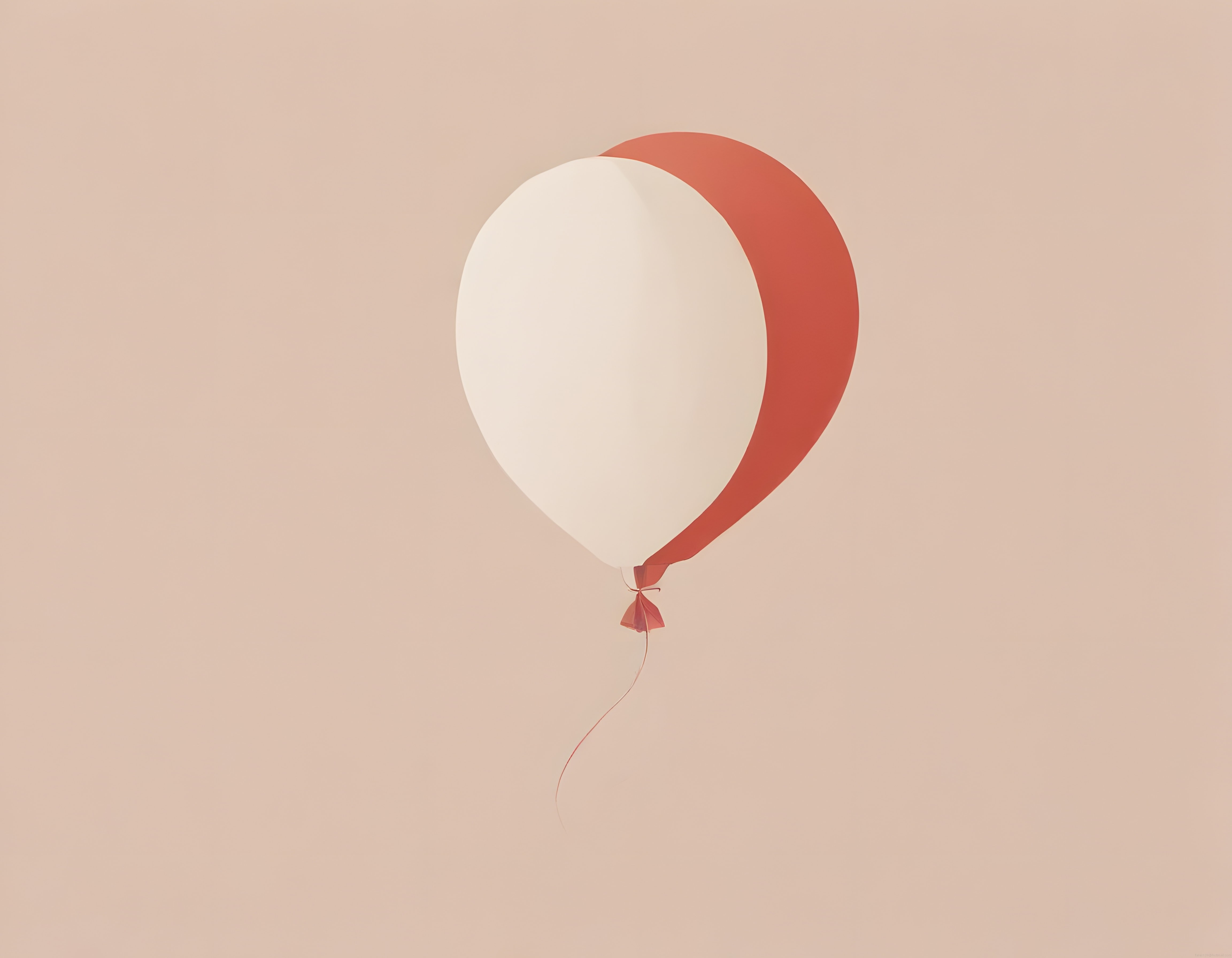 Pastel Zeminde Sallanan Krem Balon: Minimal ve Sıcak 3D Render
