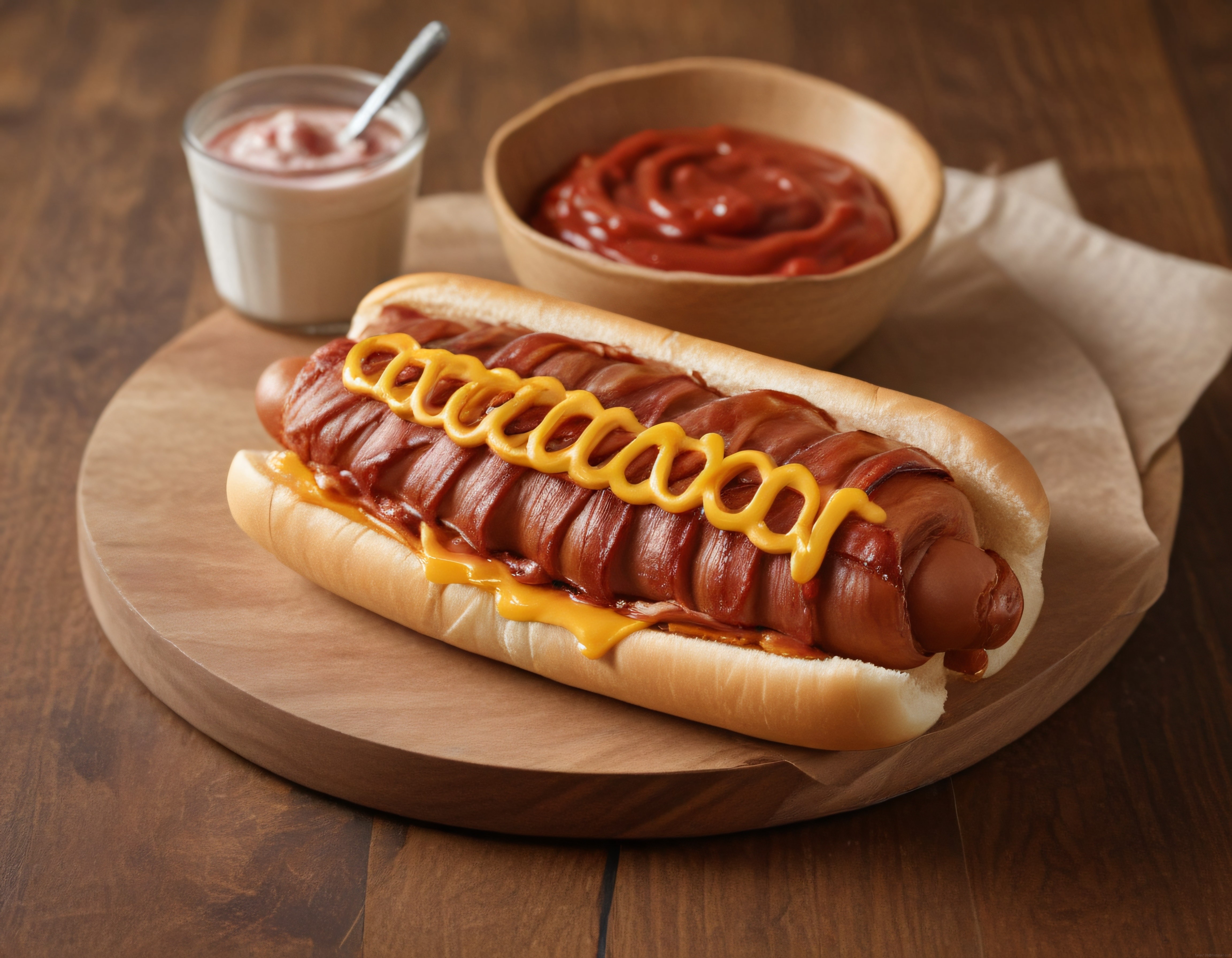 Pastırmalı Hot Dog: Hardal ve Cheddar Soslu Sosisli Sandviç Sunumu