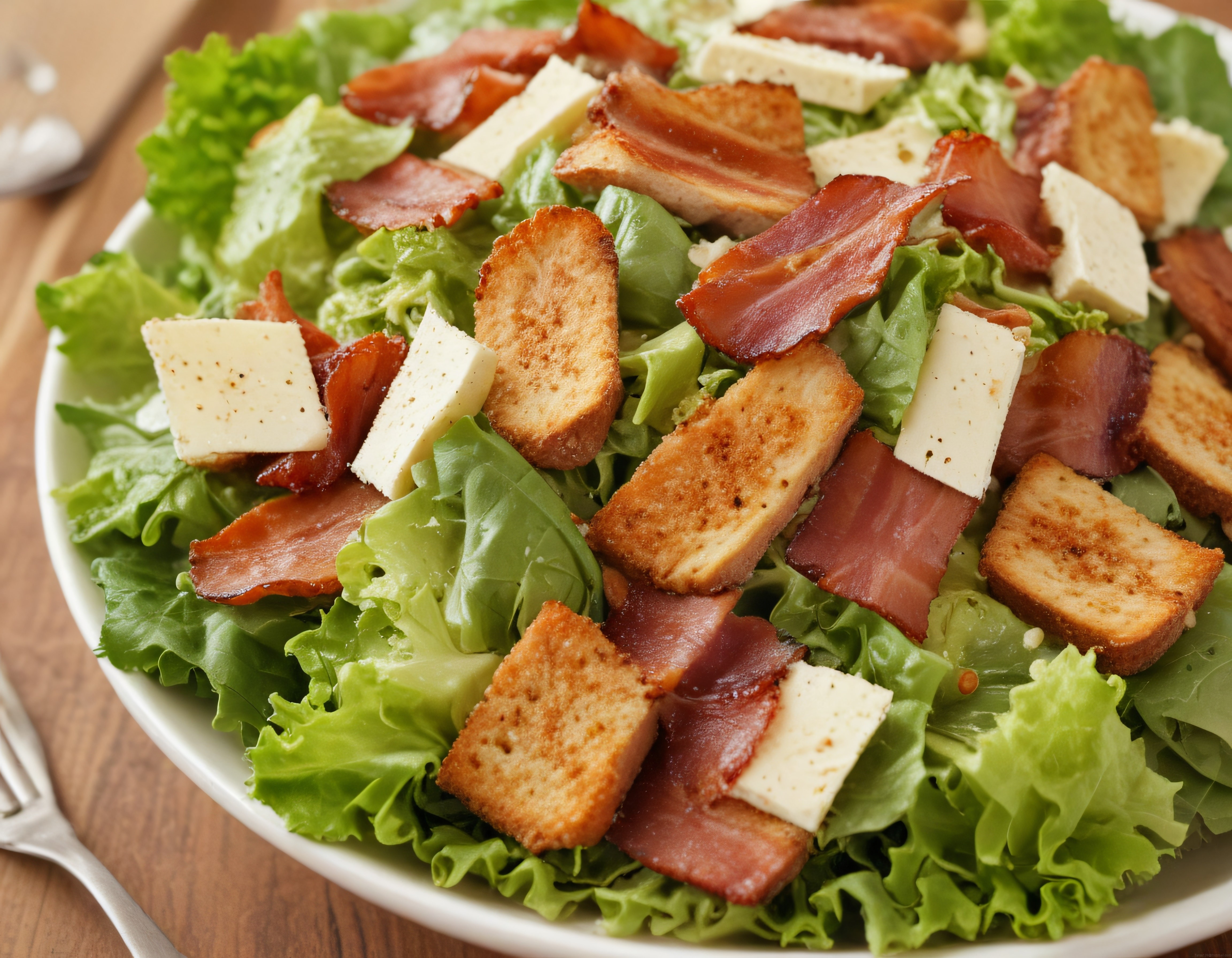Pastırmalı Peynirli Sezar Salata Tarifi: Kıtır Ekmek ve Taze Yeşillikler