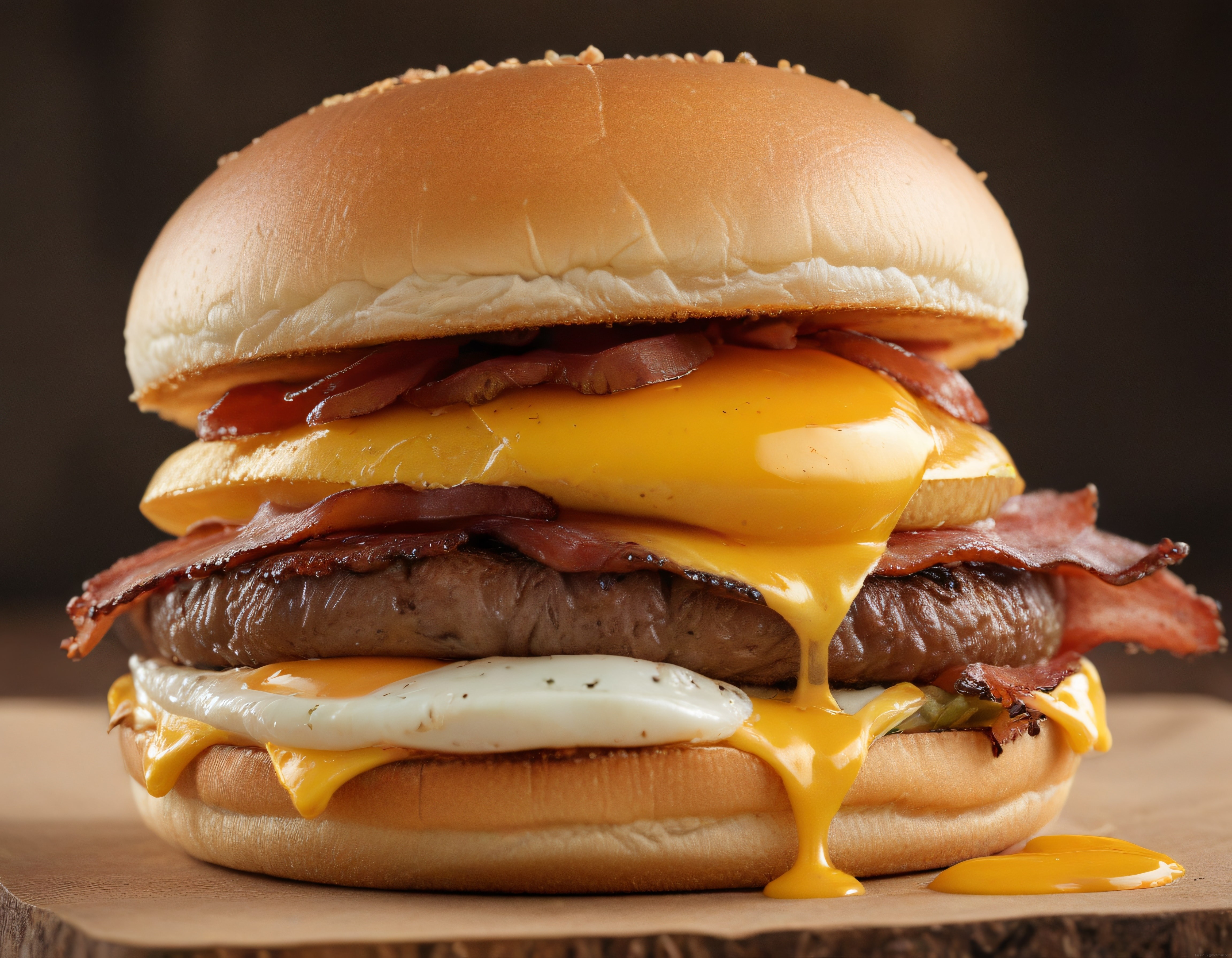 Pastırmalı ve Bol Cheddar Peynirli Gourmet Burger Kahvaltı Keyfi