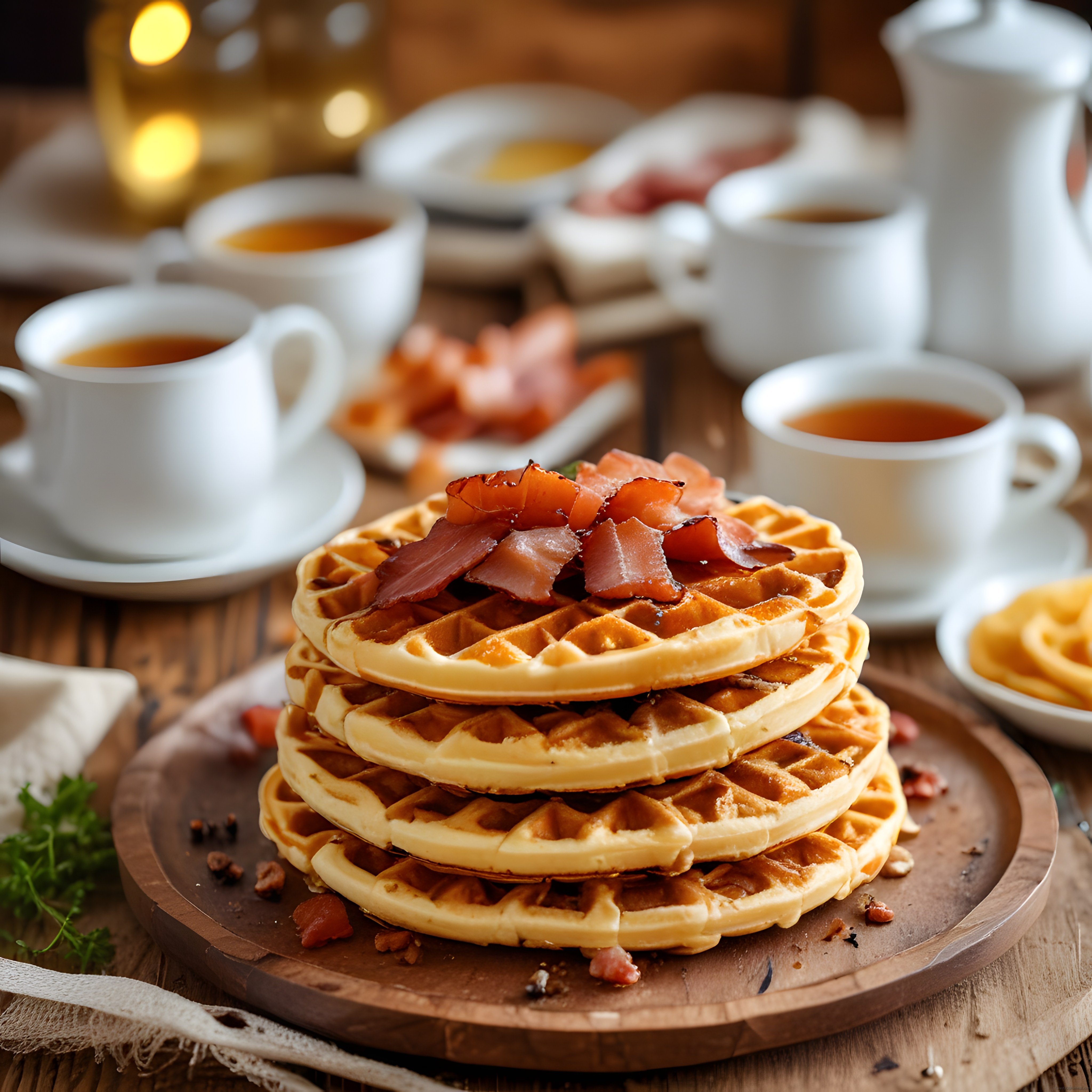 Pastırmalı Waffle Kulesi ve Sıcak Çay Eşliğinde Kahvaltı Deneyimi