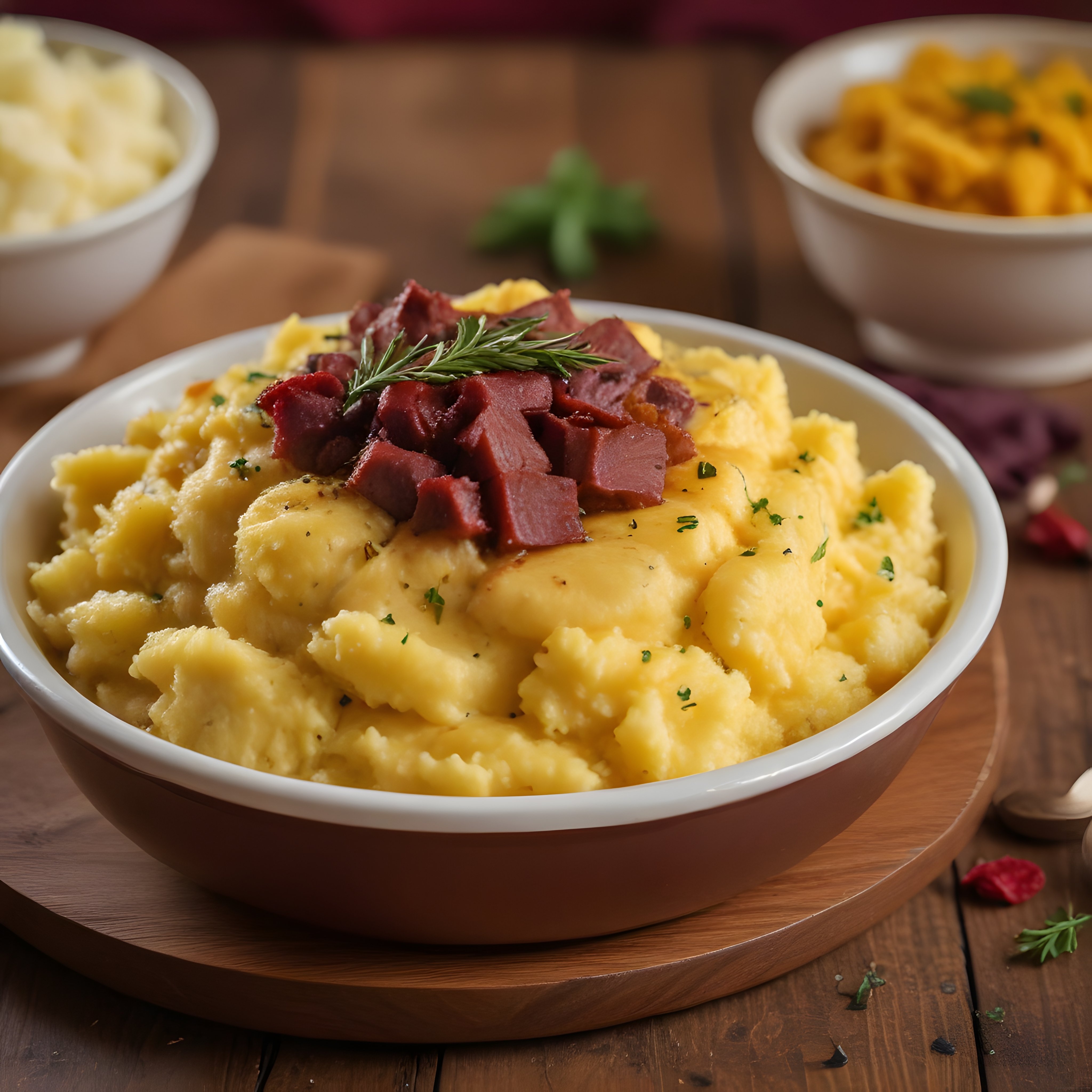 Patates Püresi Üzerinde Pastırma Dilimleriyle Sıcacık Ev Yemeği