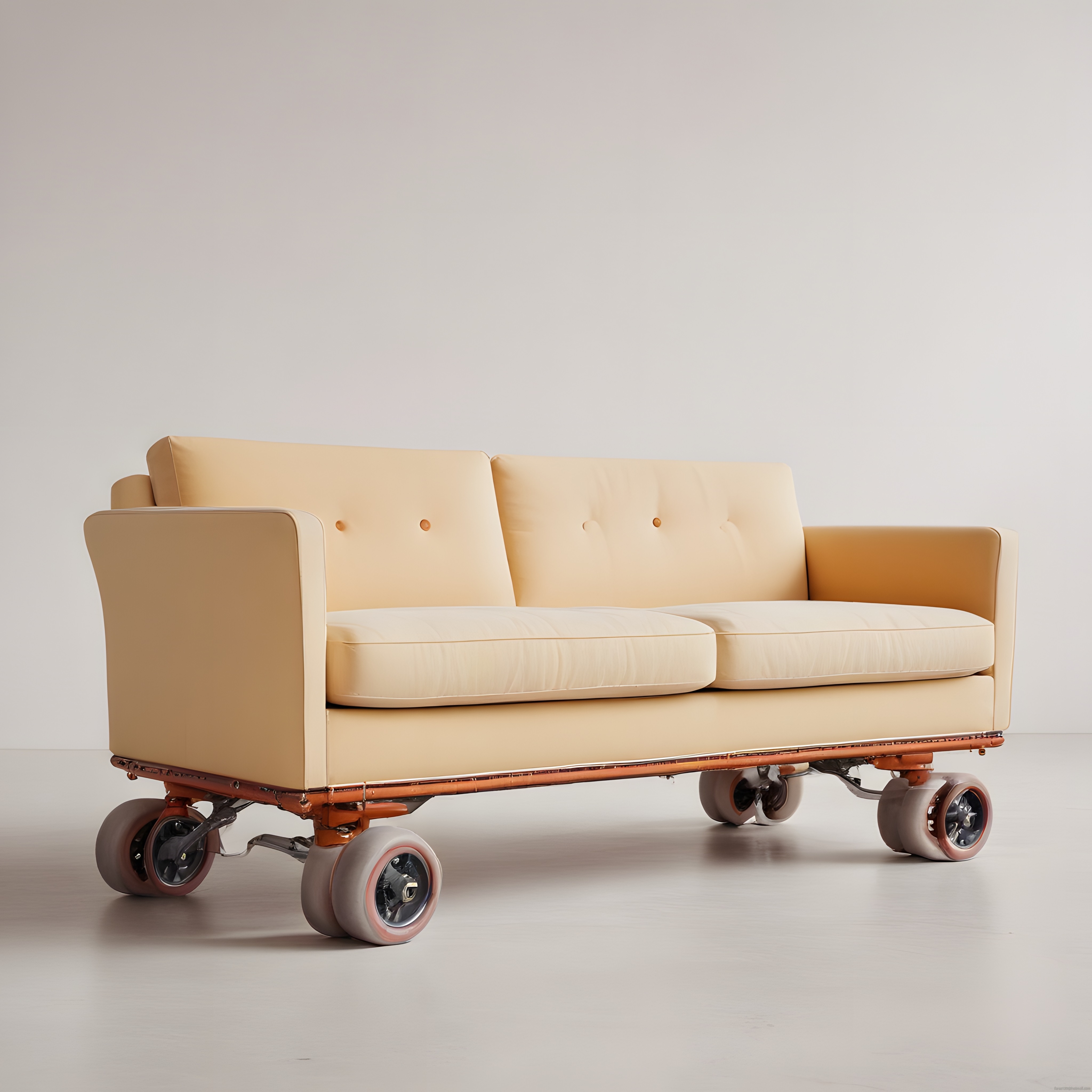 Paten Tekerlekli Modern Bej Koltuk ve Yaratıcı Konsept Tasarım Örneği