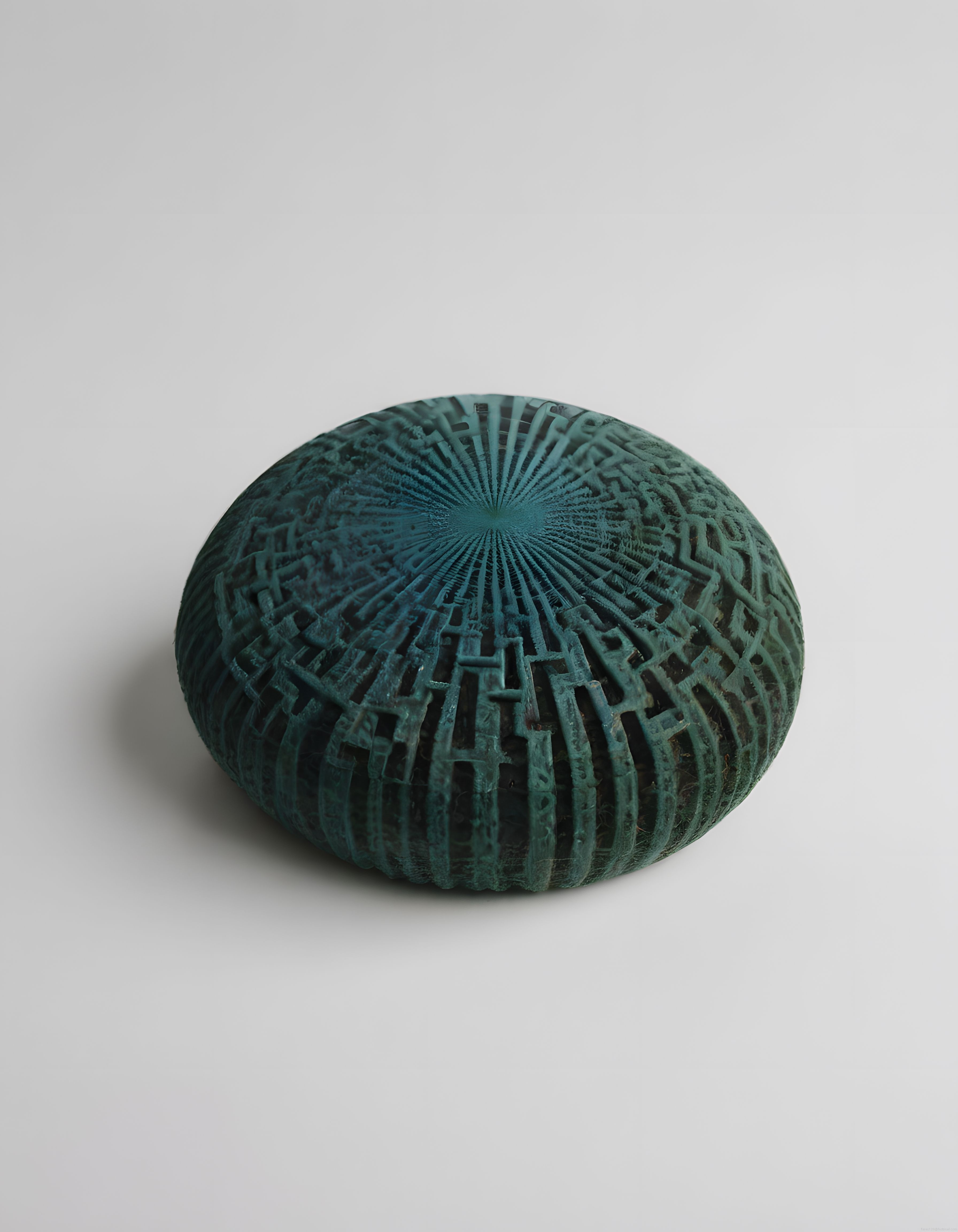 Patina Kaplı Geometrik Küre: Modern Sanatsal 3D Tasarım ve Dijital Heykel