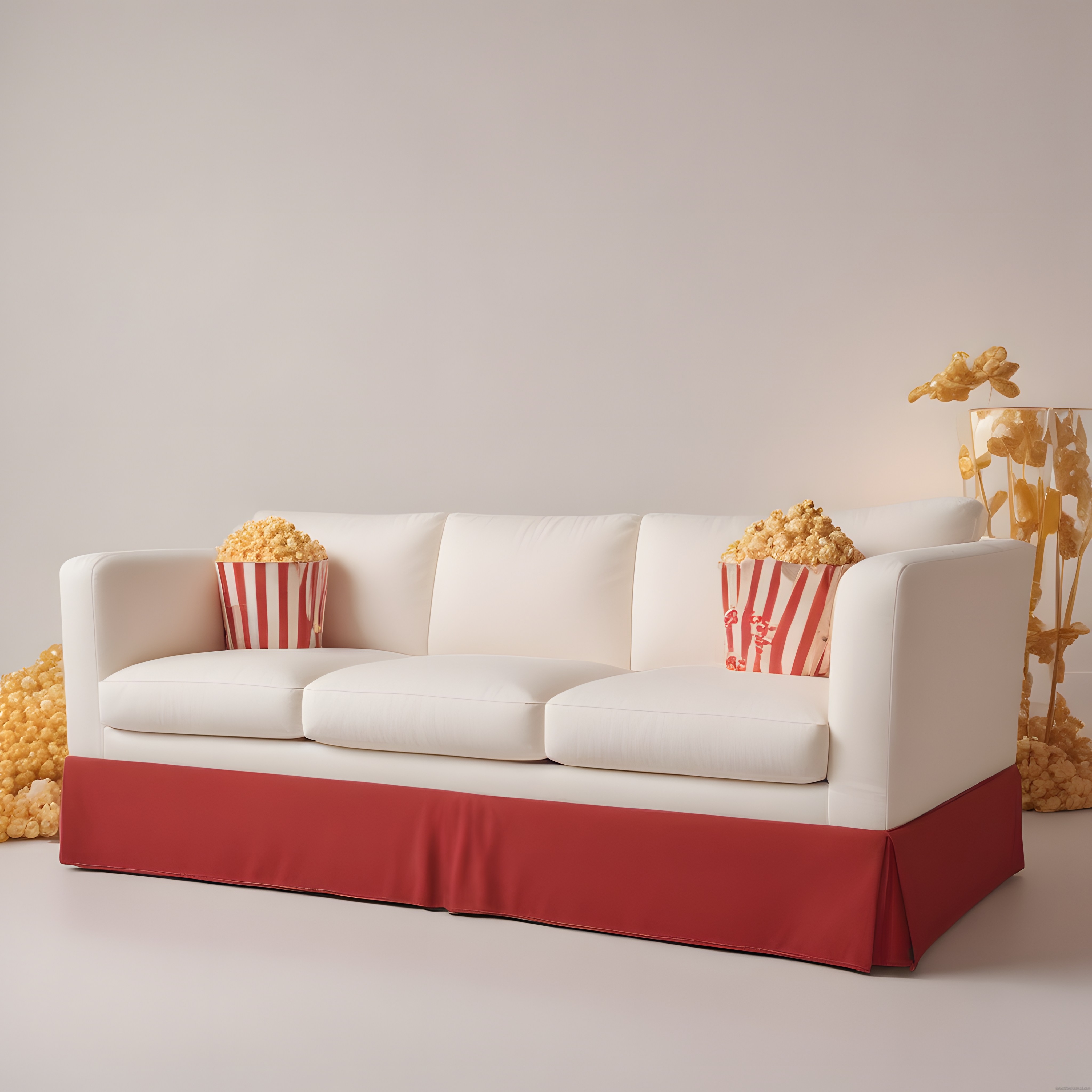 Patlamış Mısır Konseptli Modern Beyaz Kanepe ve Minimal İç Mekan