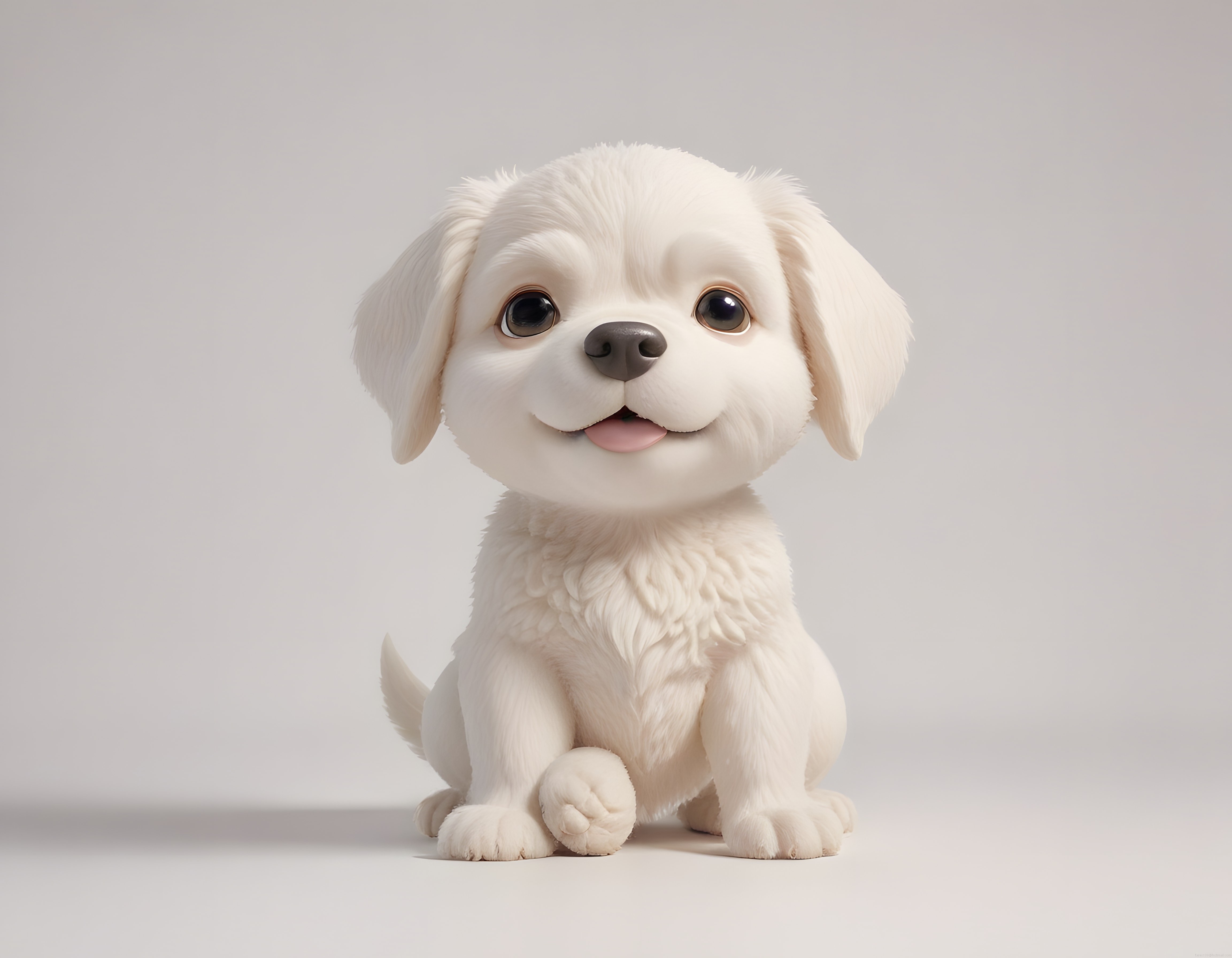 Peluş Görünümlü Sevimli 3D Animasyon Köpek Yavrusu ve Şirin İfadesi