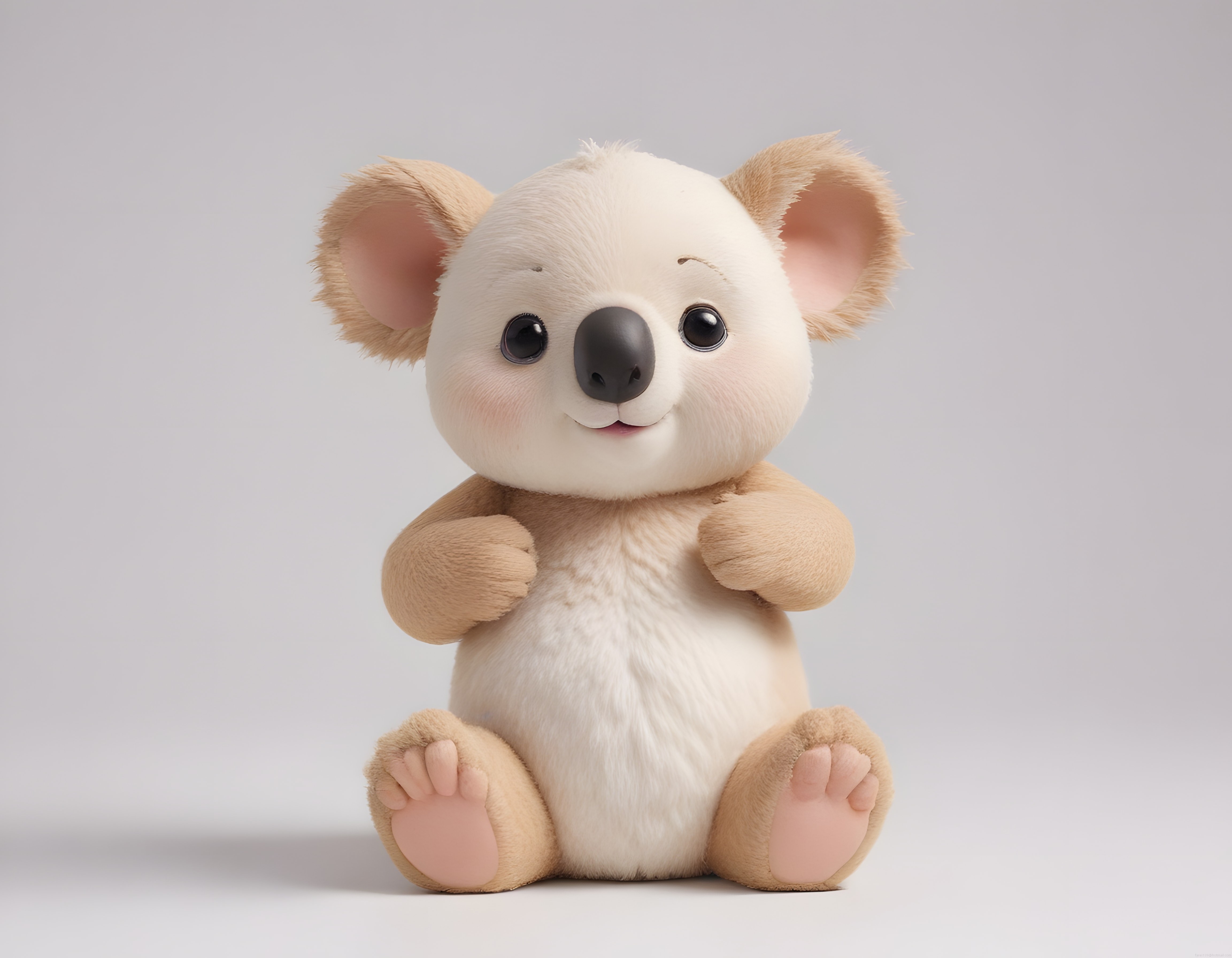 Peluş Koala Oyuncak Figürü: Masum Bakışlı Yumuşak Tüylü Sevimli 3D Render