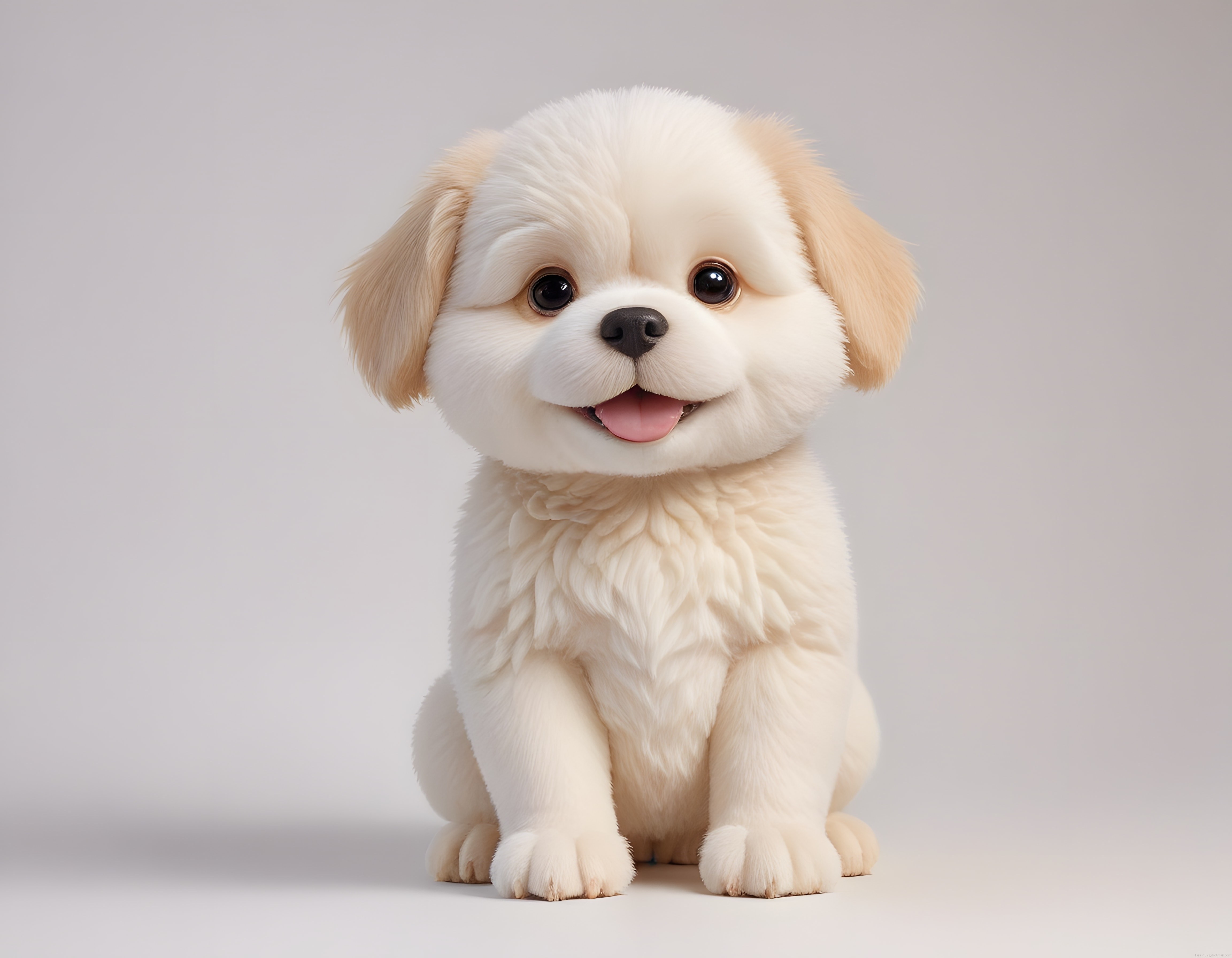 Peluş Oyuncak Gibi Sevimli 3D Köpek Karakteri Büyük Gözlü Mutlu Yavru
