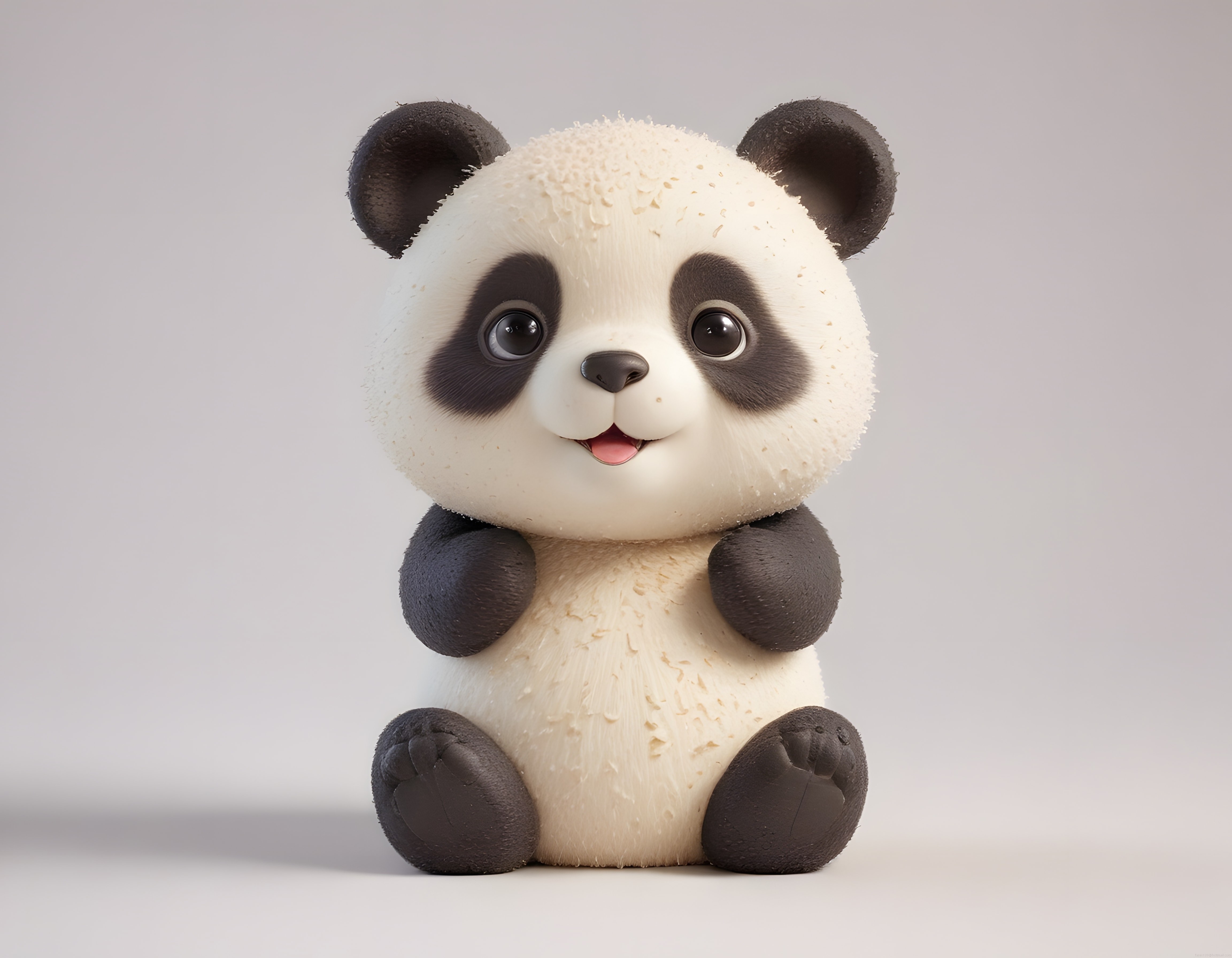 Pelüş Tüylü 3D Panda Modeli: Sevimli Dijital Karakter ve Bebeksi Tasarım