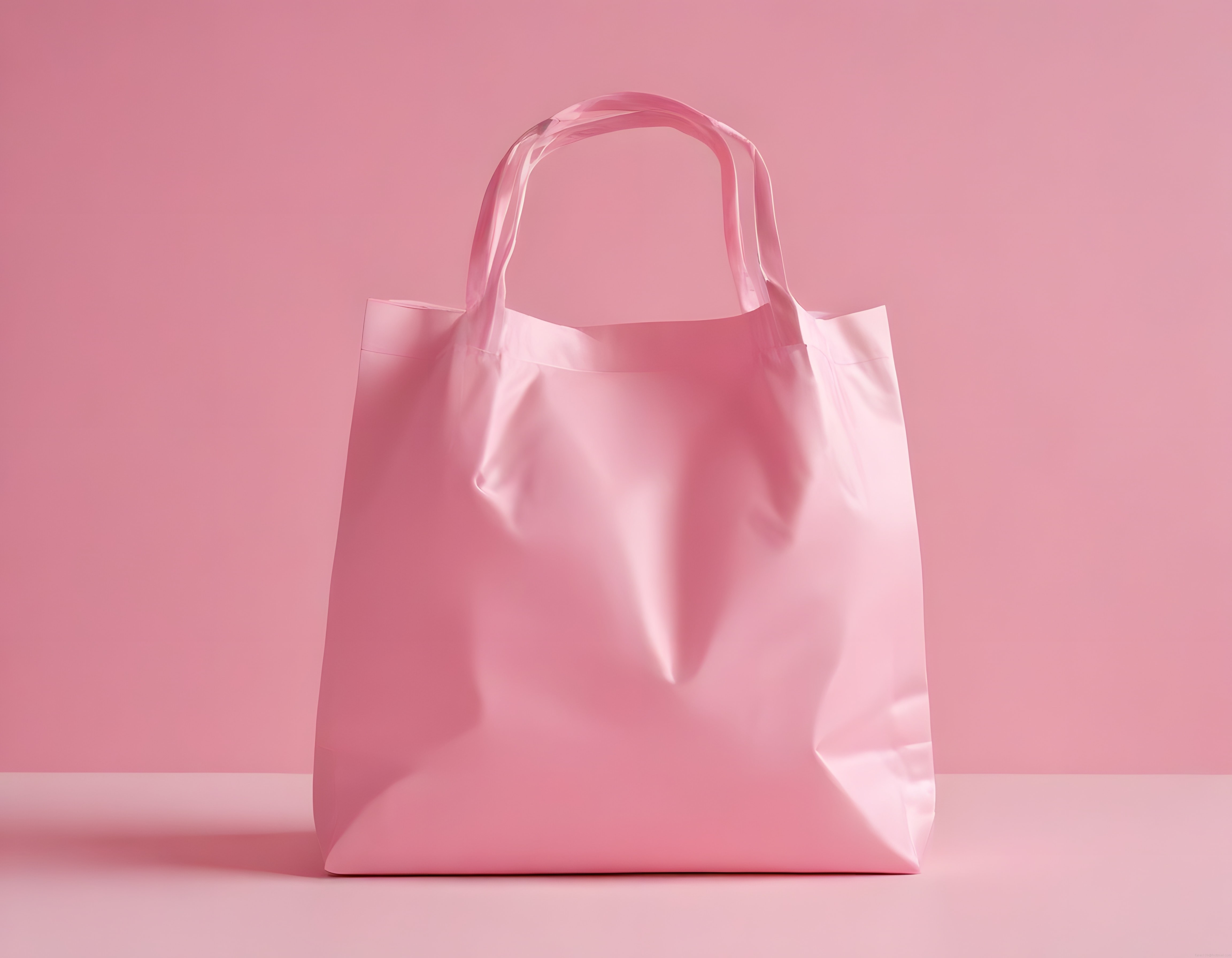 Pembe Alışveriş Poşeti: Minimal Stüdyo Çekimi ve Boş Mockup Tasarımı