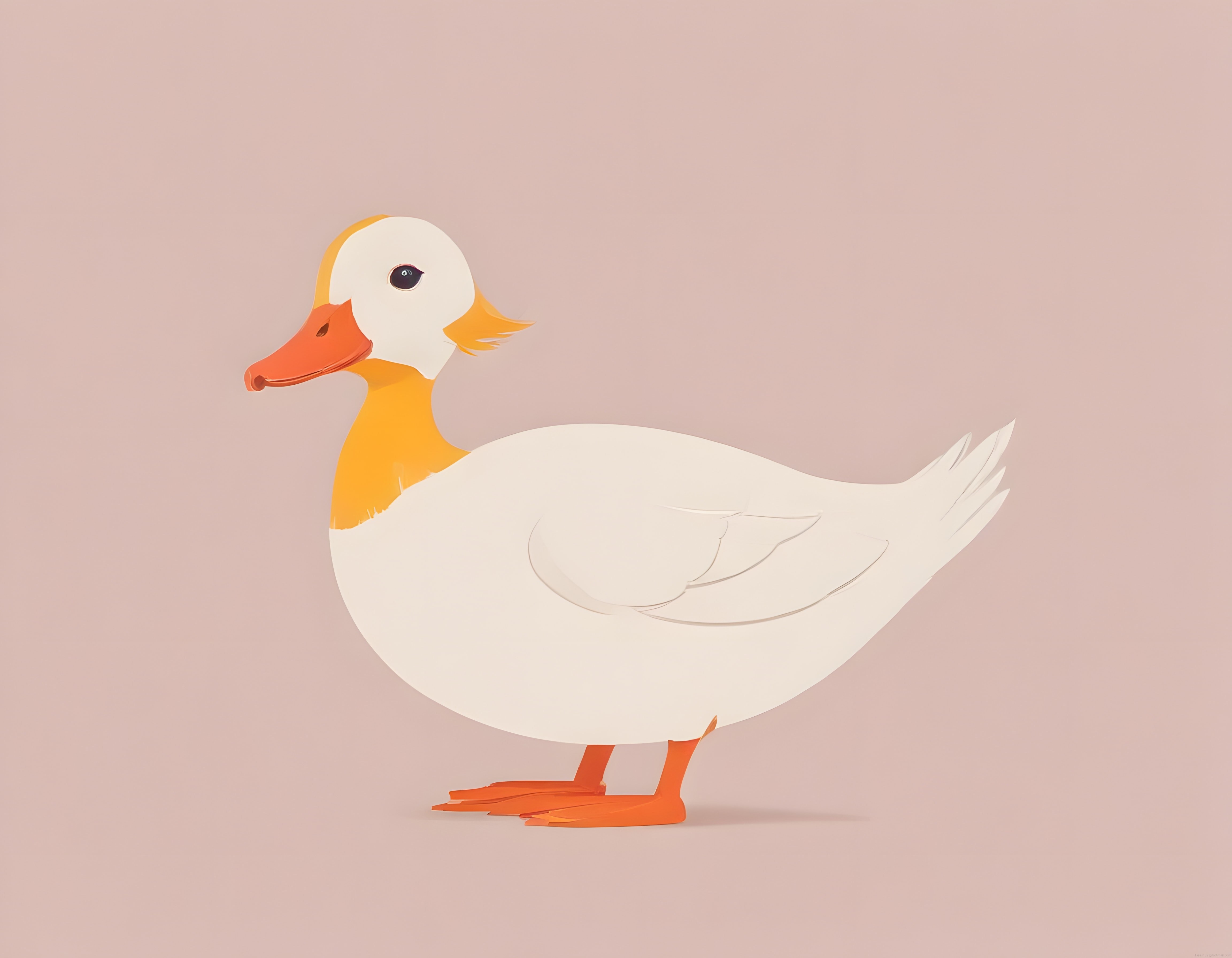 Pembe arka plan üzerinde minimalist stilize beyaz ördek illüstrasyonu
