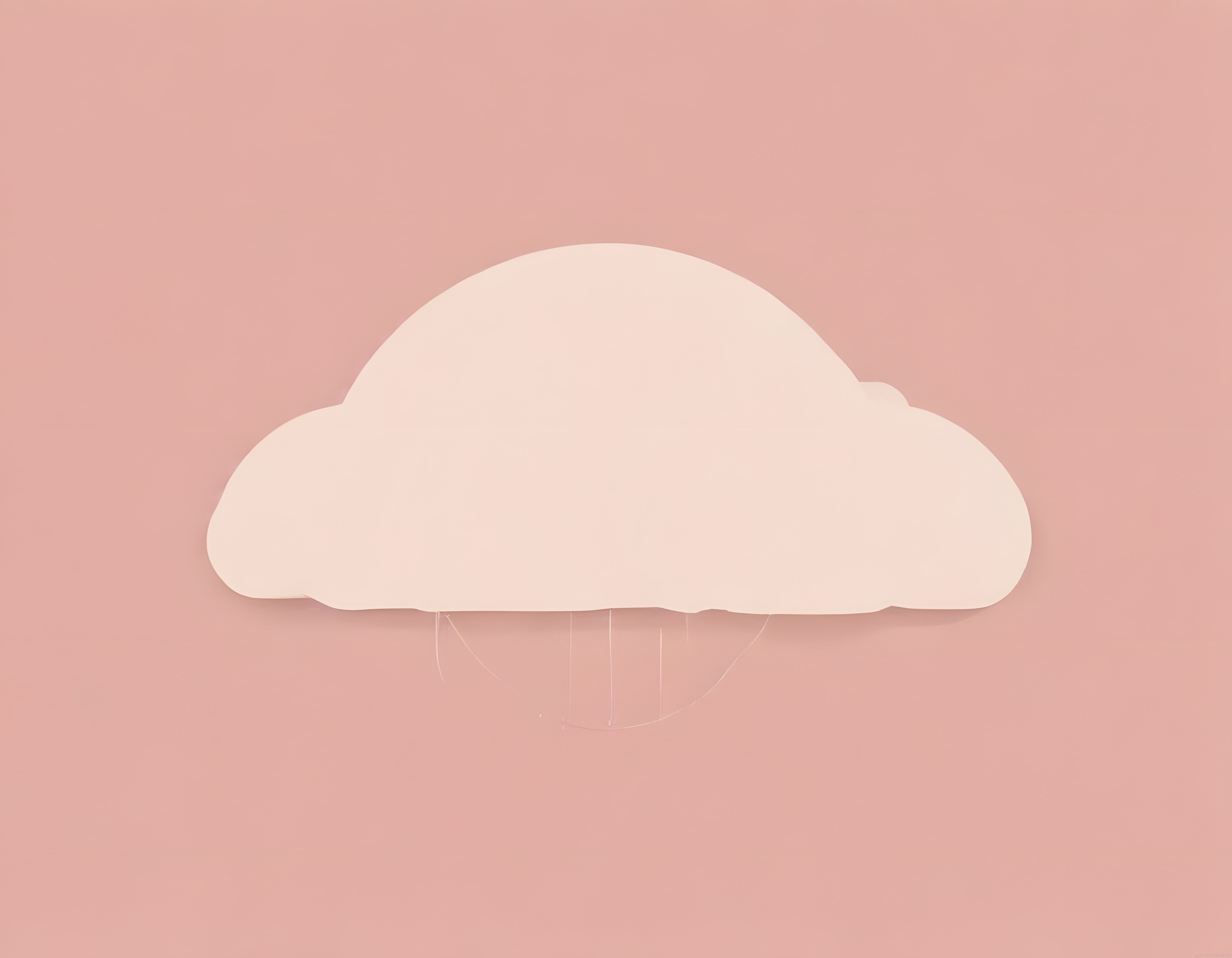 Pembe arka plan üzerinde pastel bulut ve ince yağmur damlaları minimalist illüstrasyon