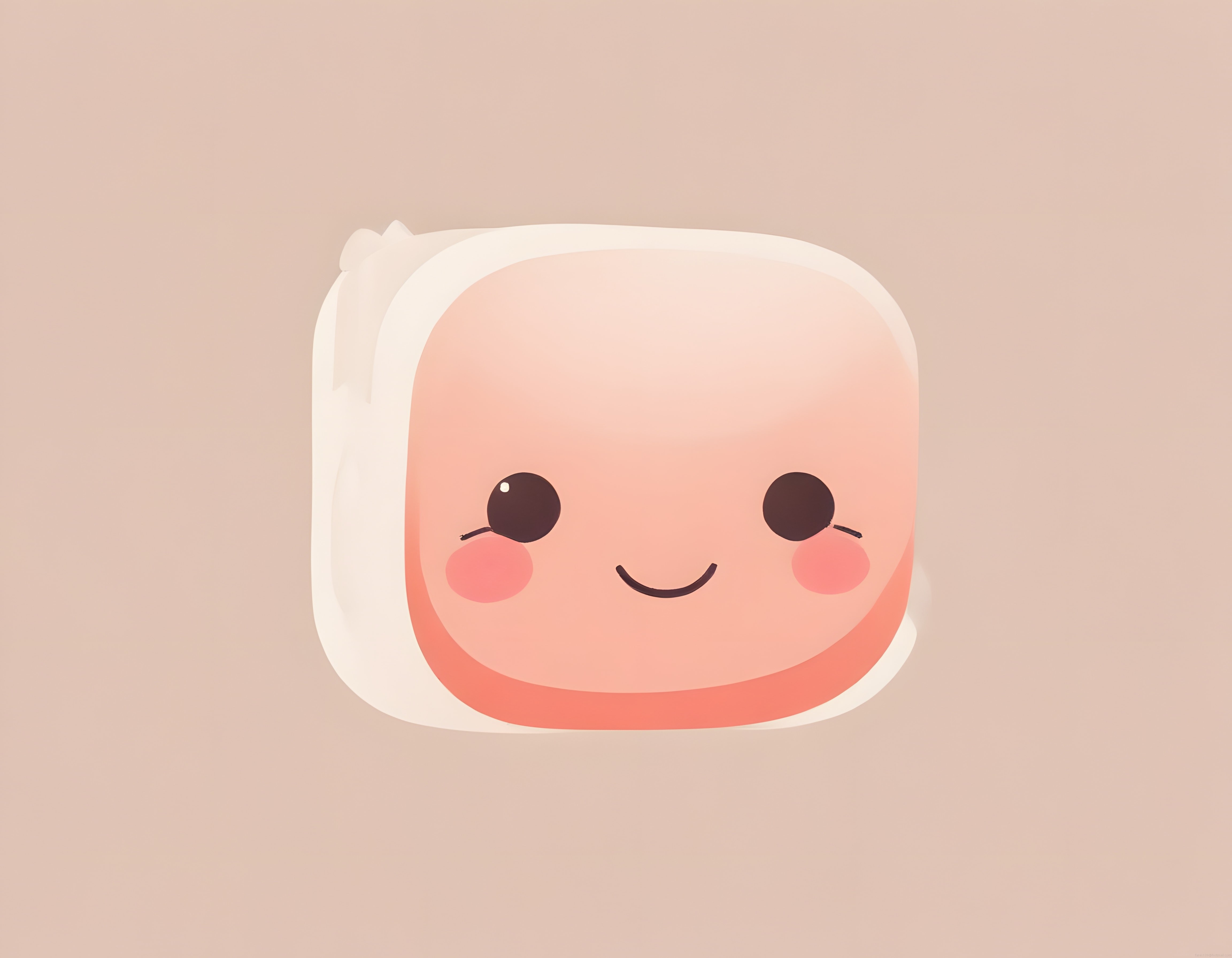 Pembe arka planda gülümseyen kawaii sütlü tatlı dijital sanat çalışması