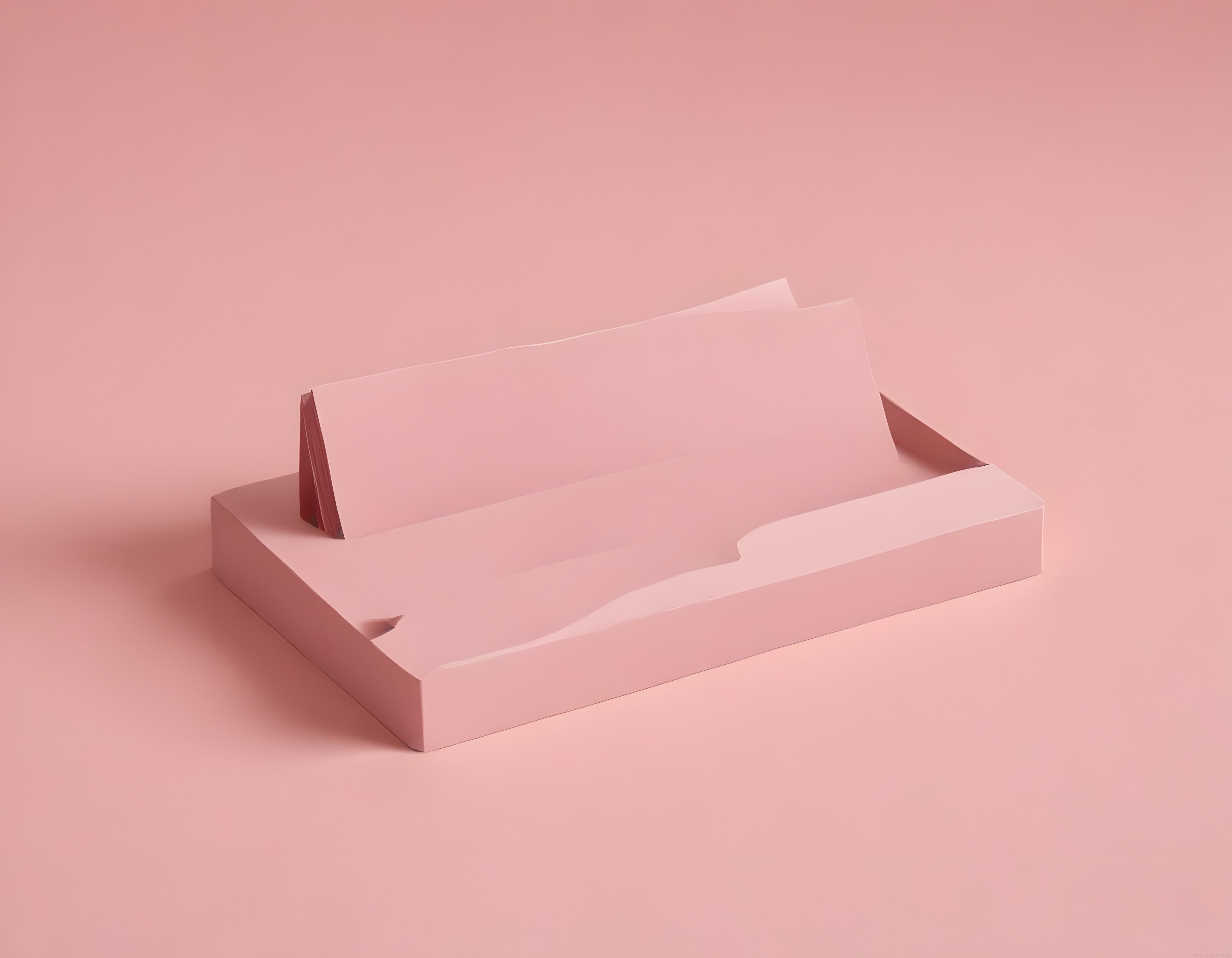 Pembe Arka Planda Minimal Tasarım Kırtasiye Kutusu ve Boş Zarflar