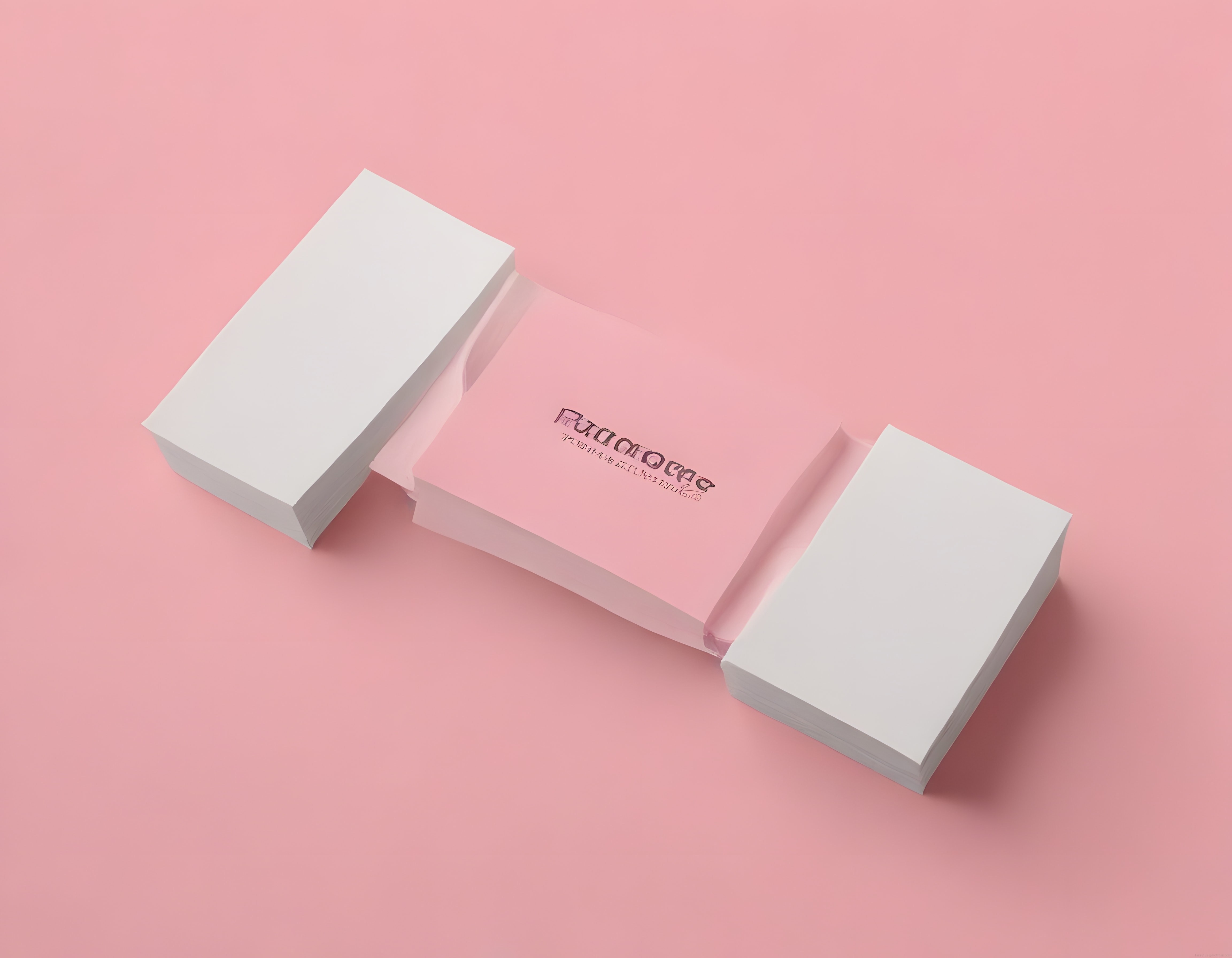 Pembe arka planda minimalist kartvizit tasarımı ve marka kimliği mockup görseli