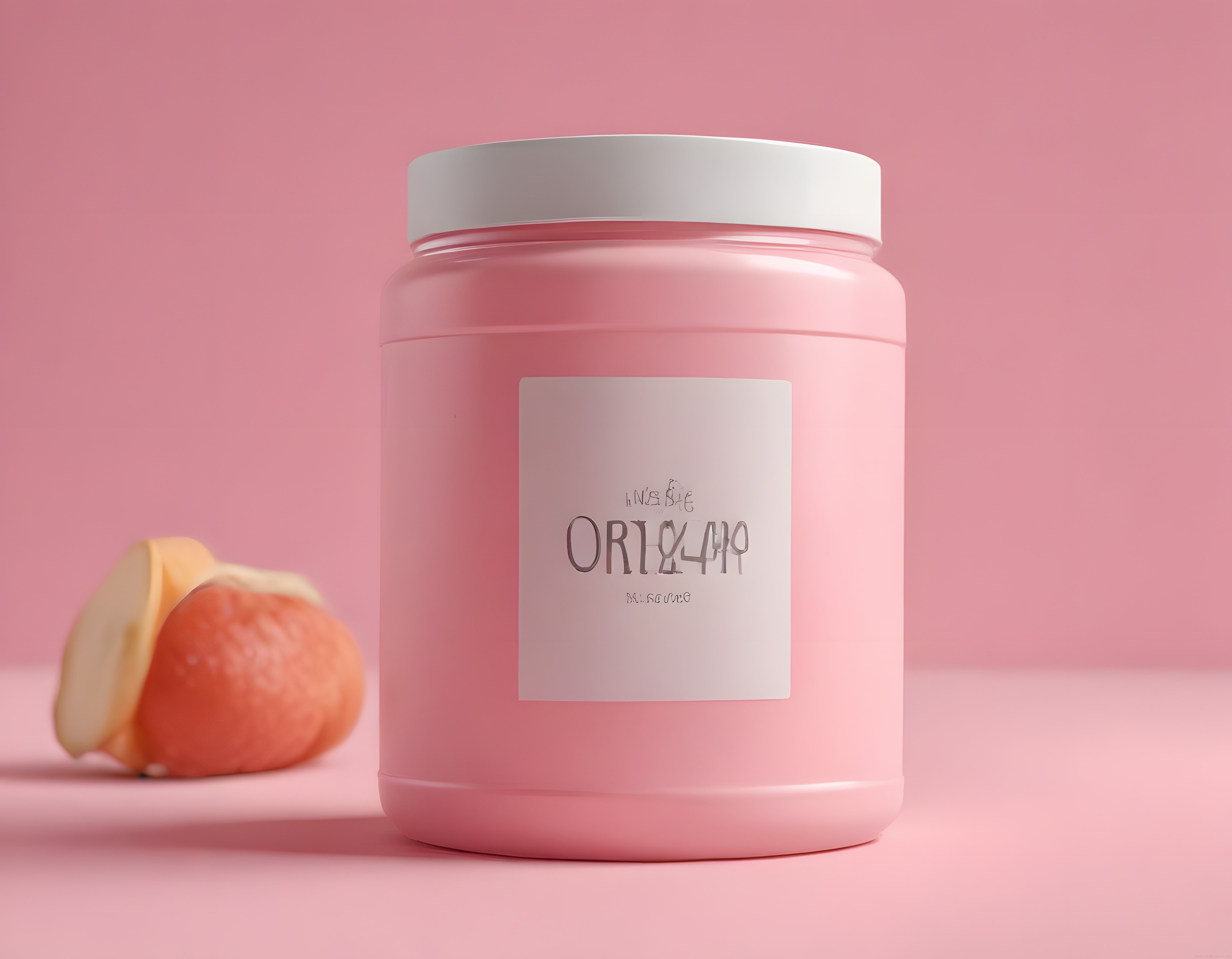 Pembe Arka Planda Minimalist Kozmetik Kavanoz ve Muz Ürün Görseli