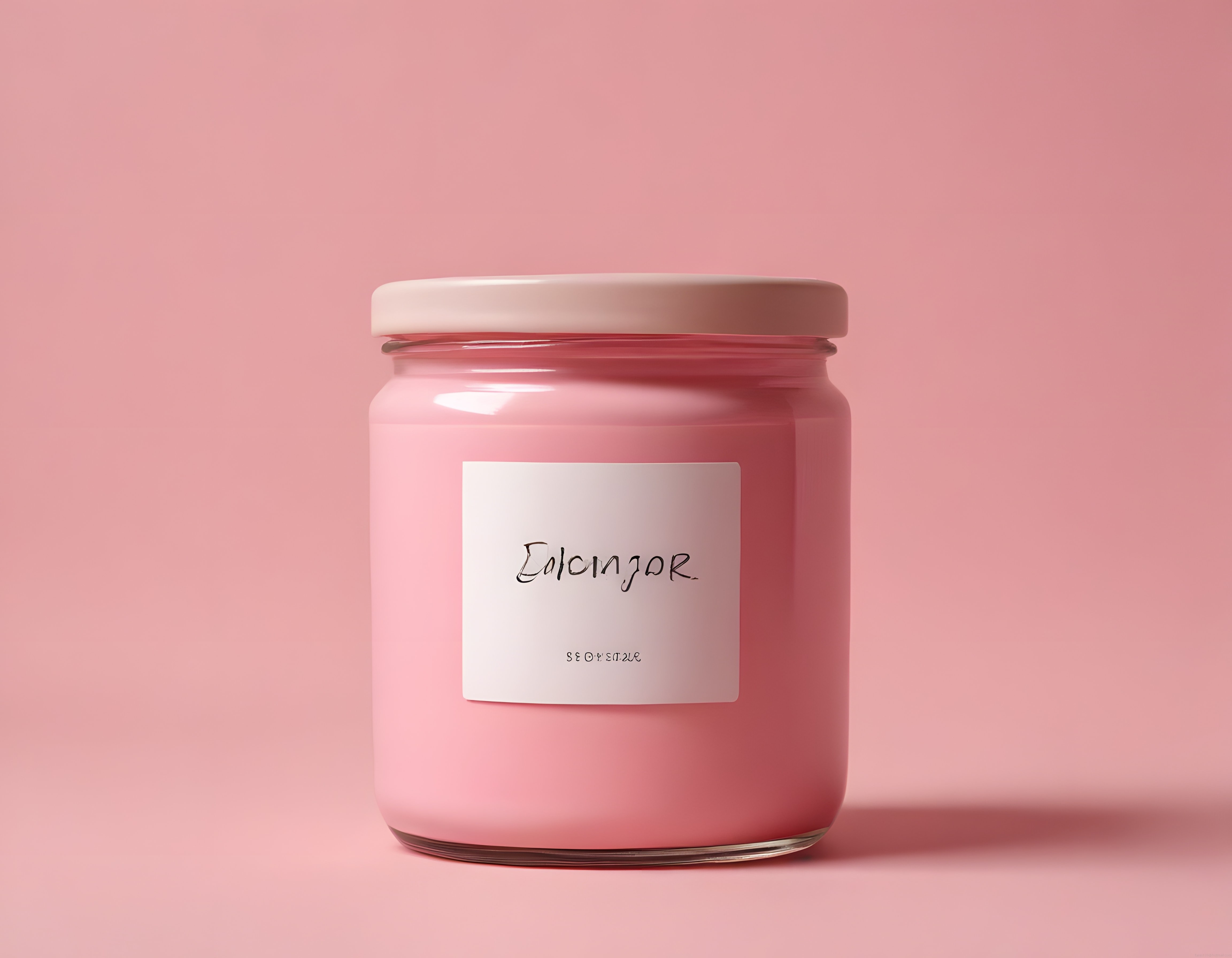 Pembe Arka Planda Minimalist Kozmetik Kavanozu Ürün Fotoğrafı