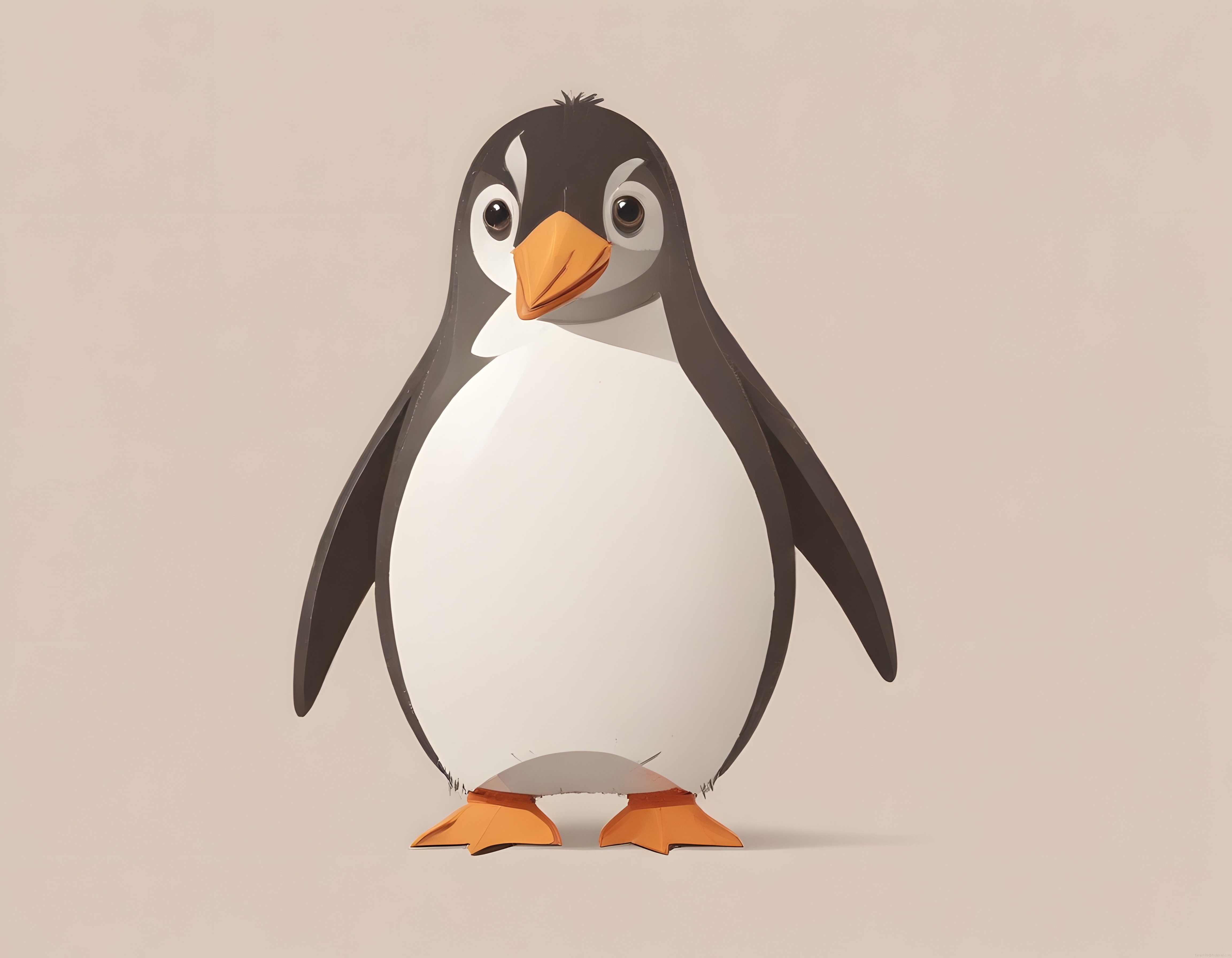 Pembe Arkaplanda Kağıt Kesim Stili Sevimli 3D Penguen Karakteri Tasarımı