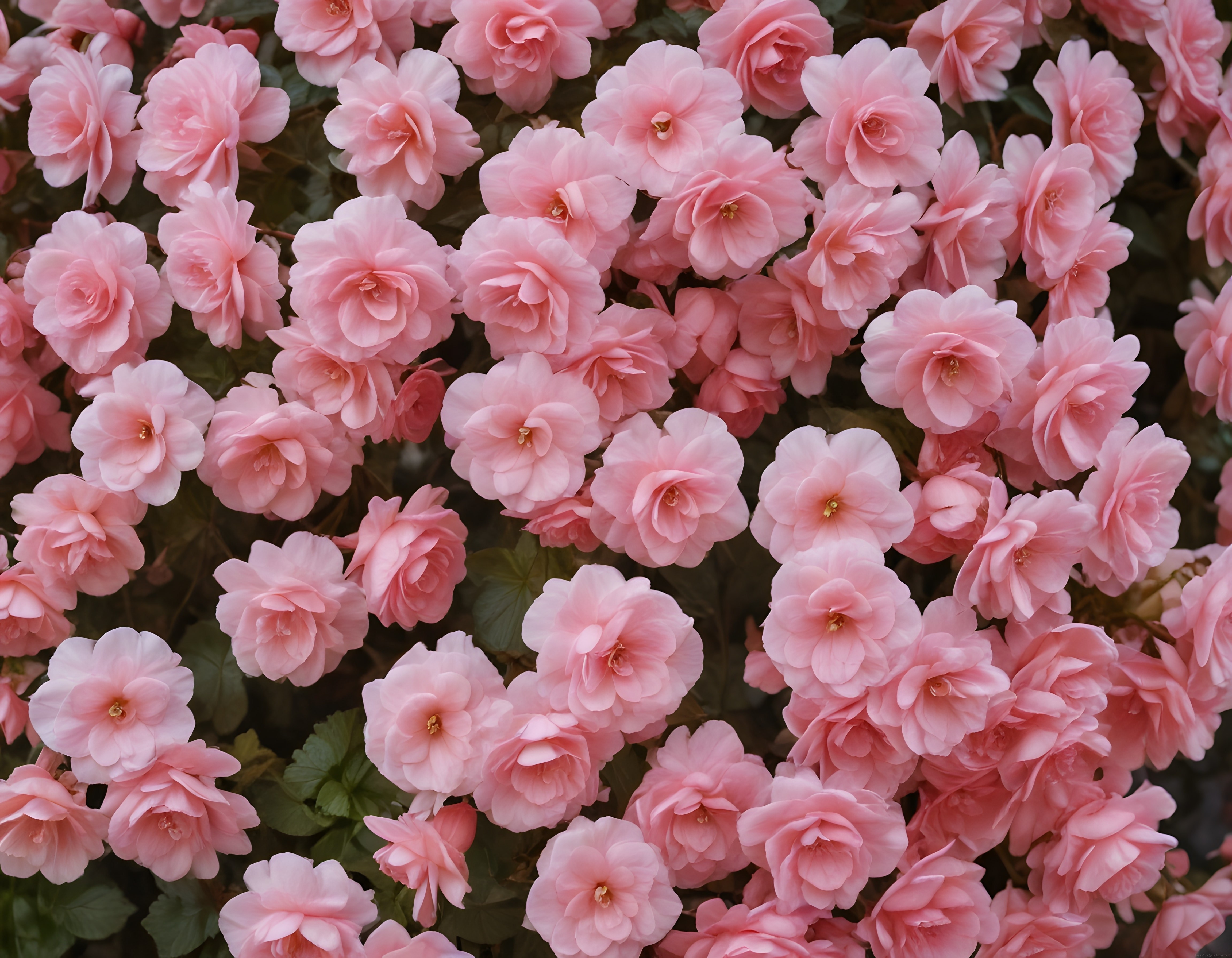 Pembe Begonya Çiçeklerinin Oluşturduğu Yumuşak Romantik Bahçe Arka Planı