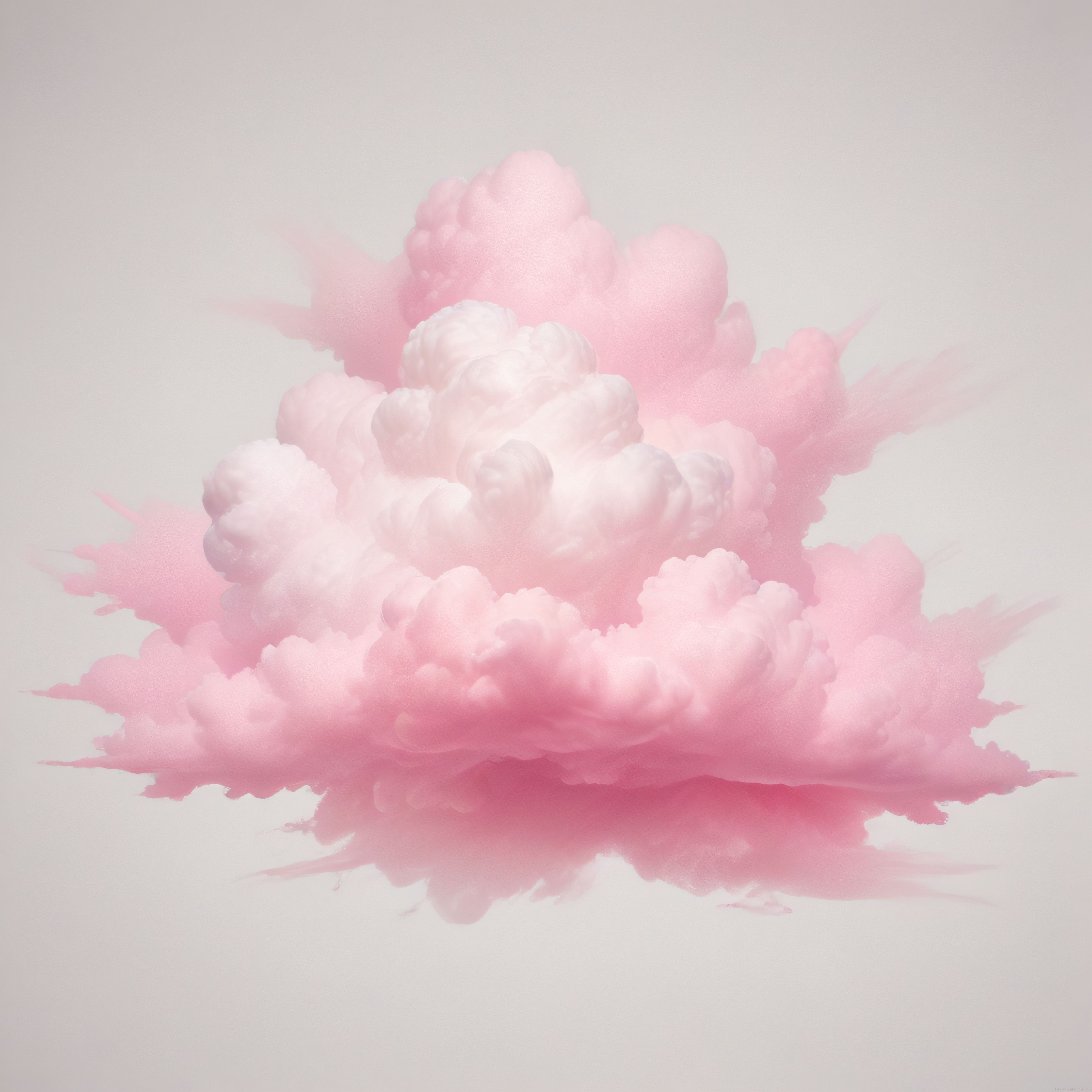 Pembe Beyaz Bulut Formunda Yumuşak ve Pastel Dijital Sanat Tasarımı