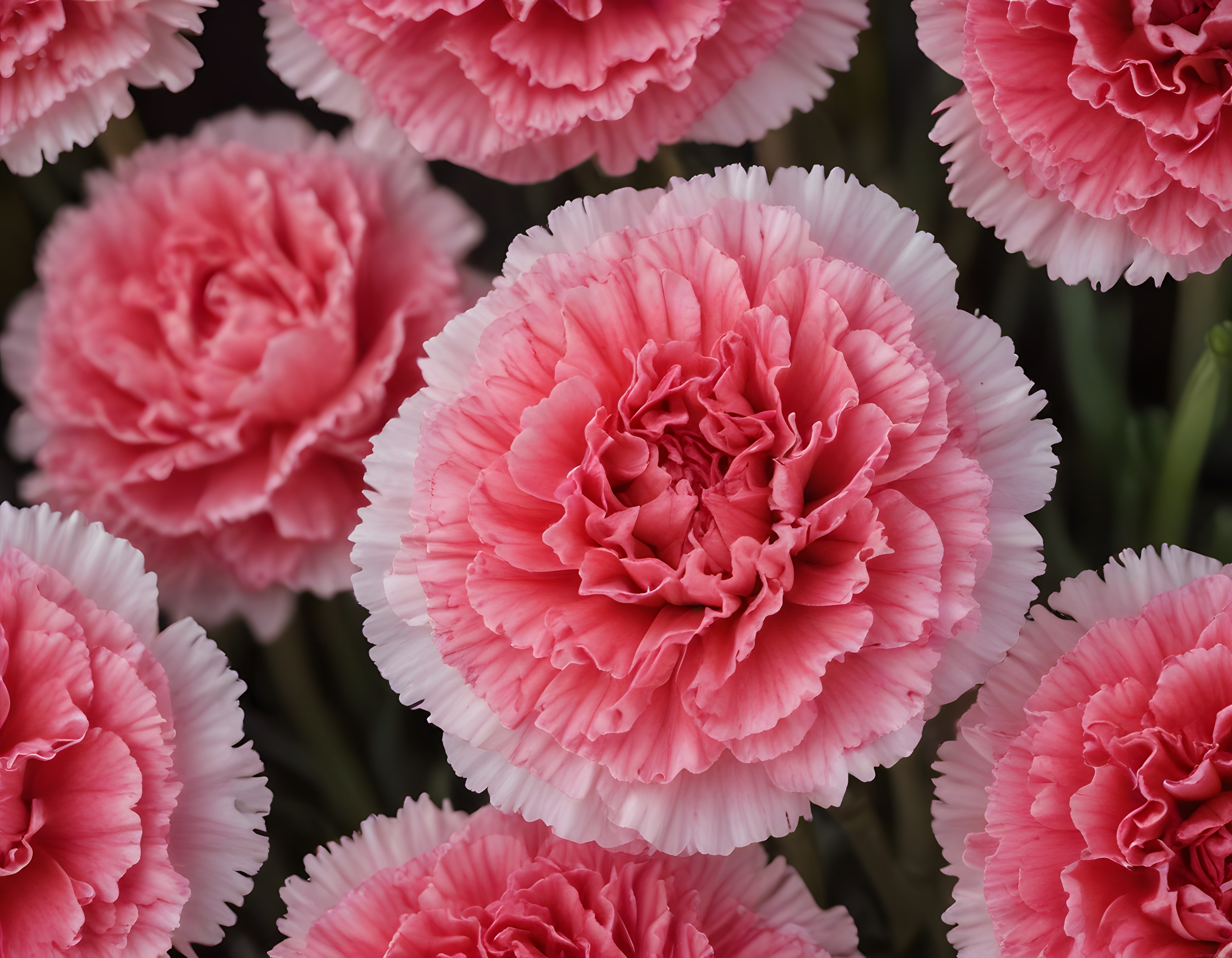 Pembe Beyaz Kenarlı Karanfil Çiçeklerinin Büyüleyici Makro Bahar Görüntüsü
