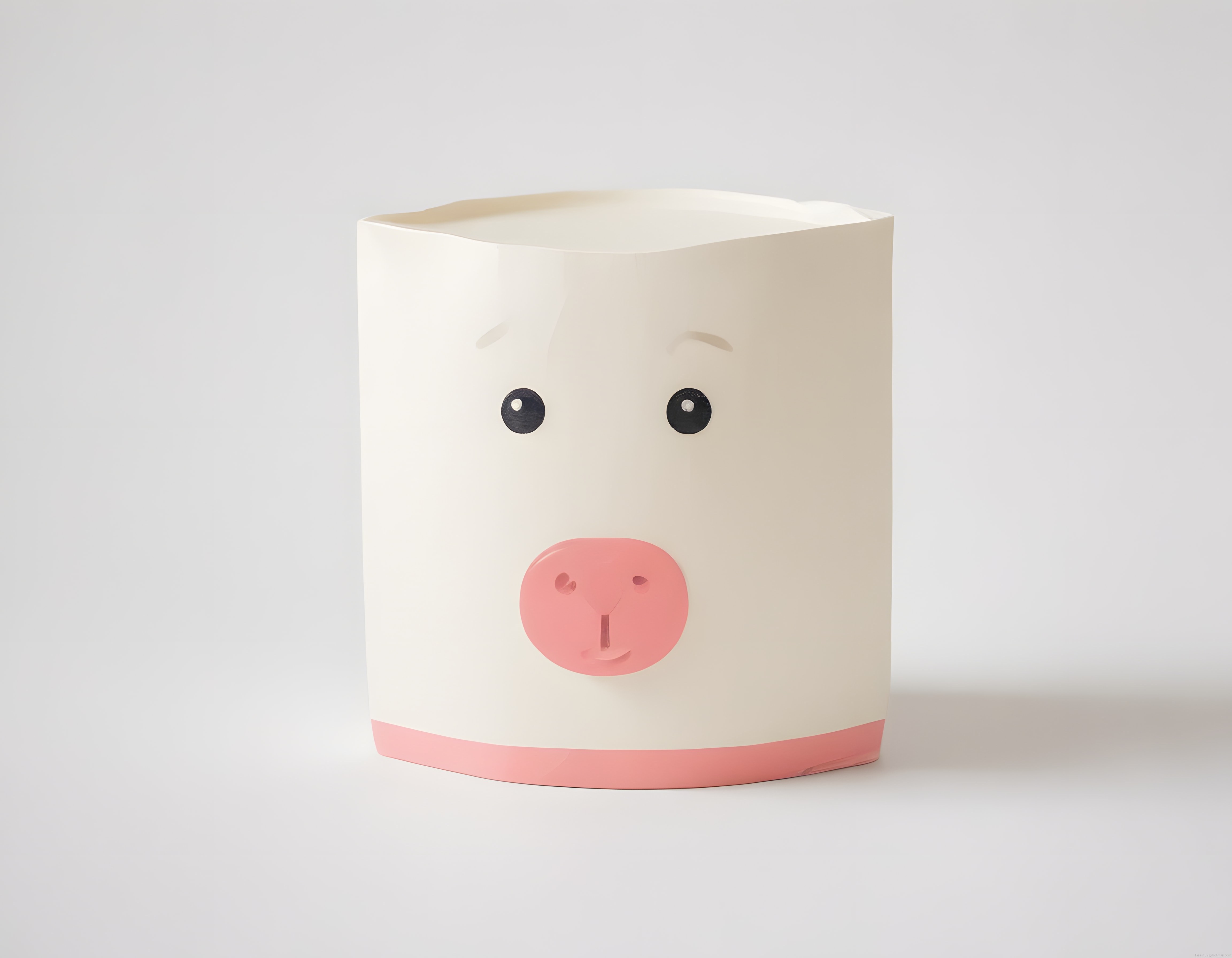 Pembe Burunlu Minimalist Seramik Domuz Yüzlü Vazo: Modern Dekor Objesi