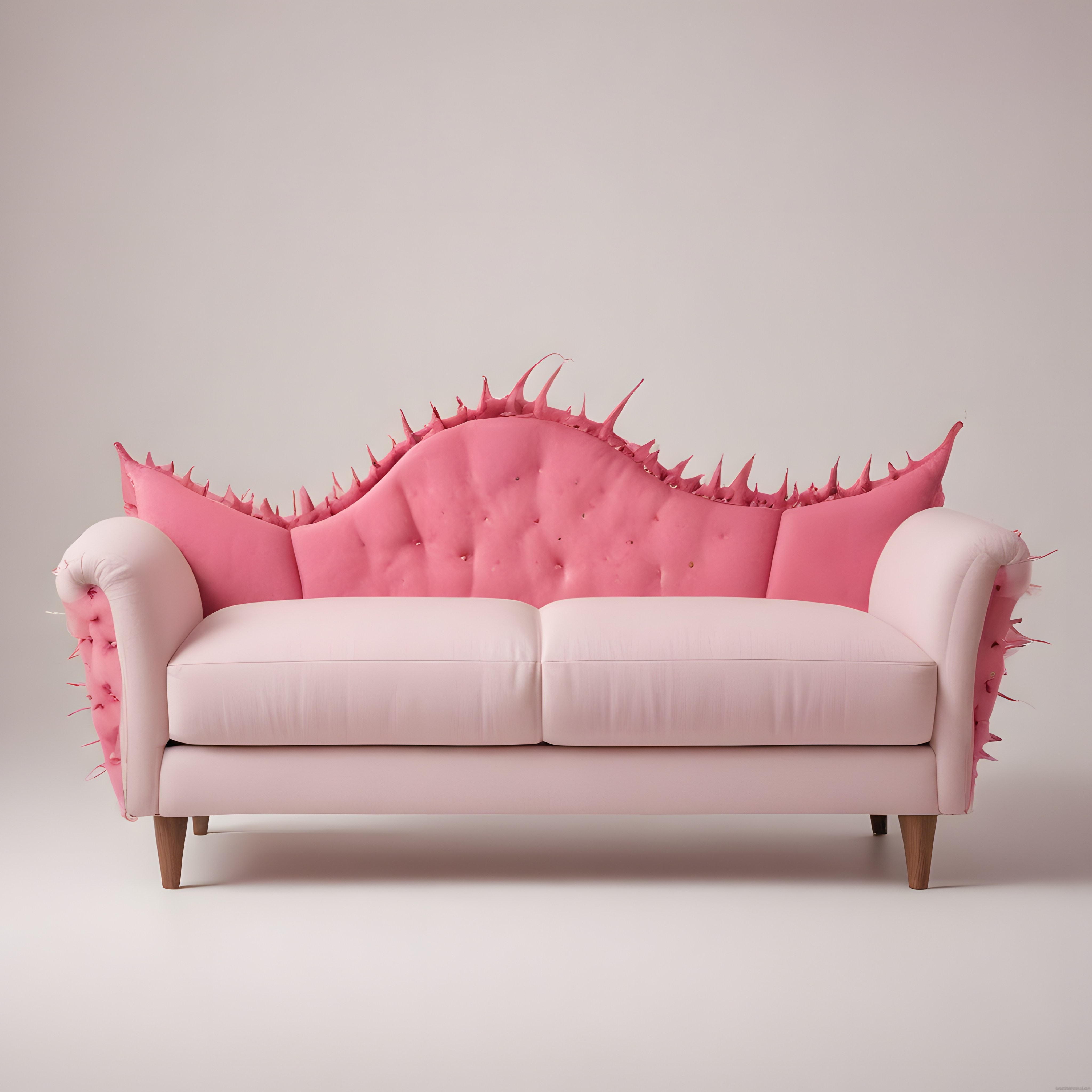Pembe Dikenli Sırtlıklarla Süslenmiş Nostaljik Chesterfield Koltuk Tasarımı