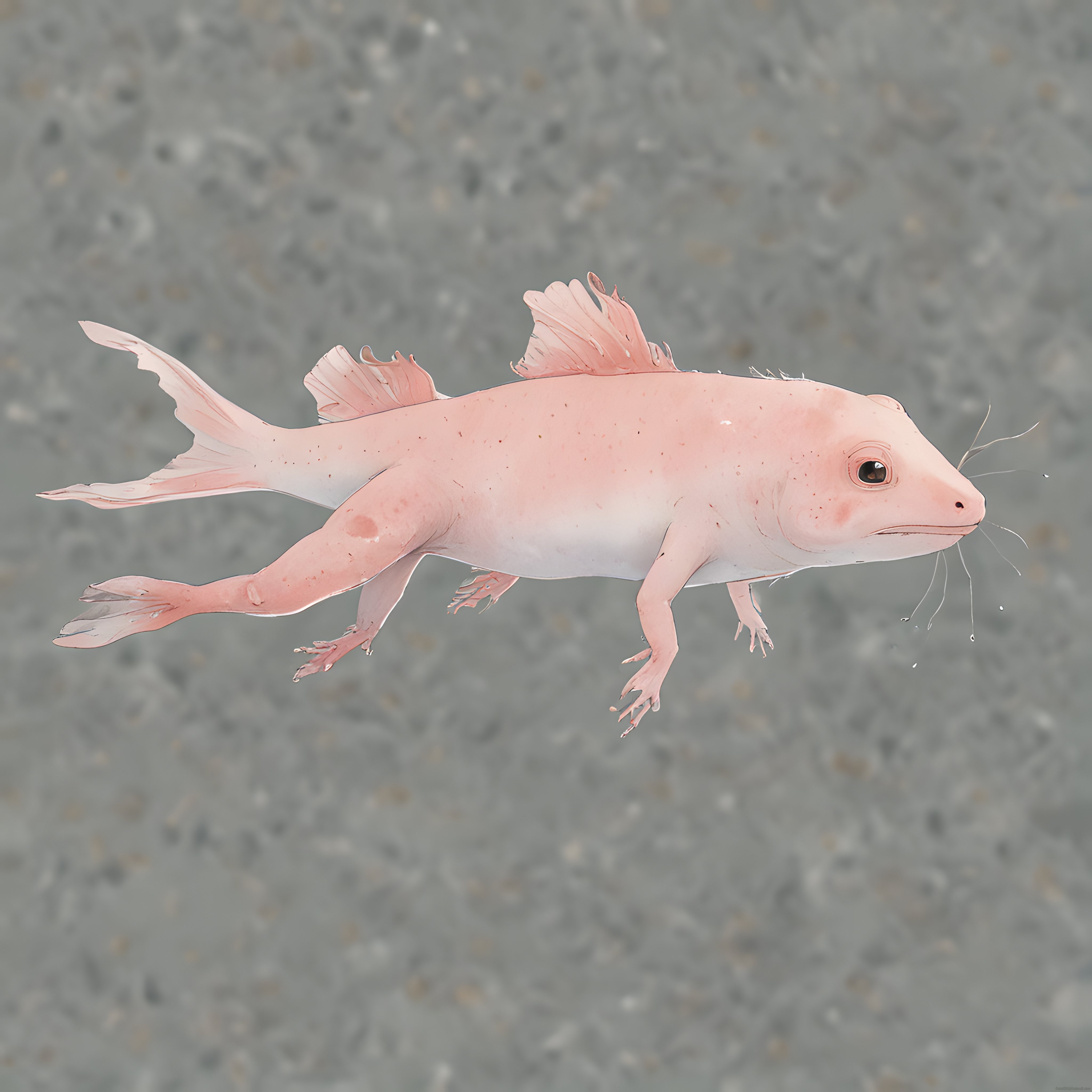 Pembe Fantastik Balık Yaratığı Dijital İllüstrasyon ve Konsept Tasarım