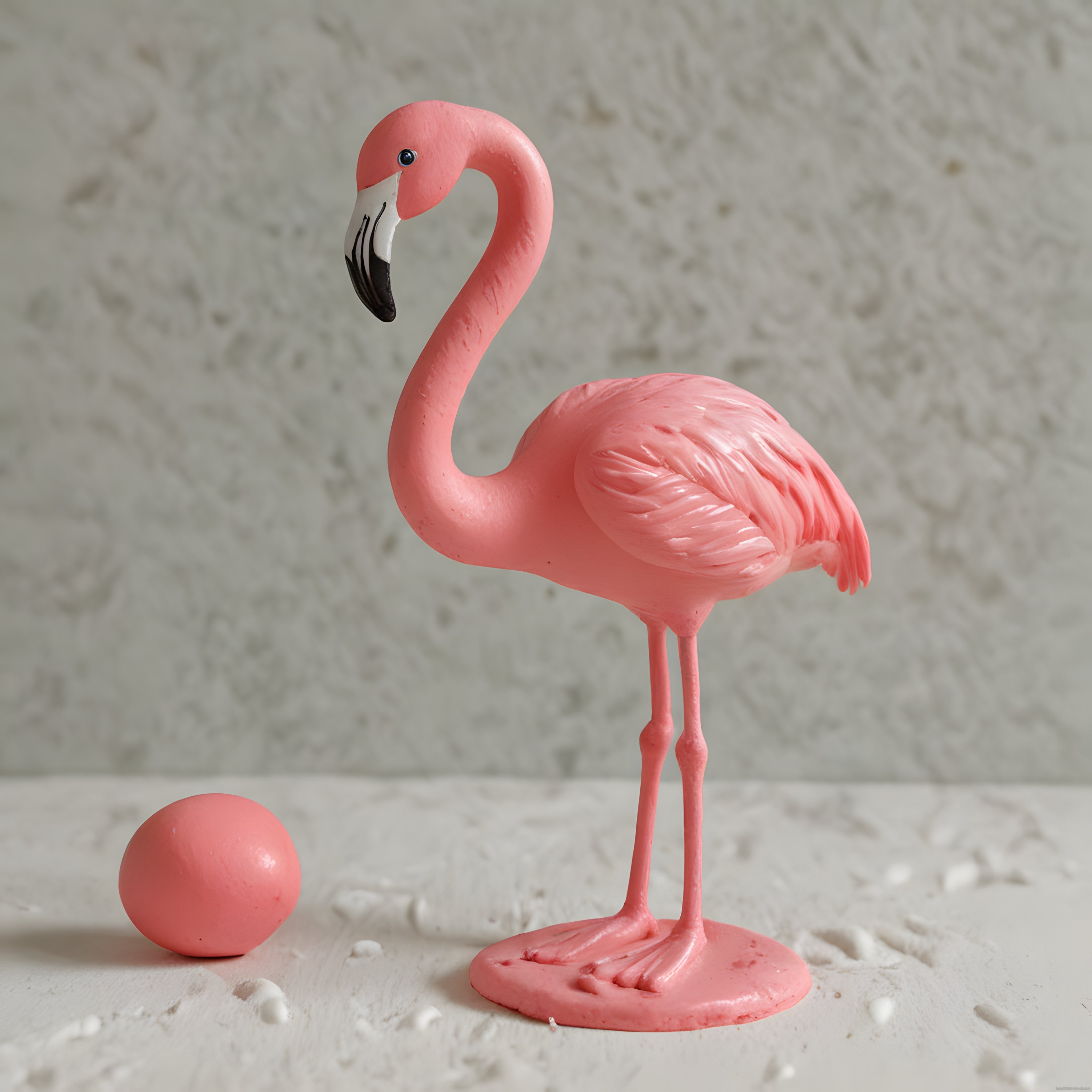 Pembe Flamingo Heykeli ve Yumurtasıyla Dekoratif Süs Eşyası Stüdyo Çekimi