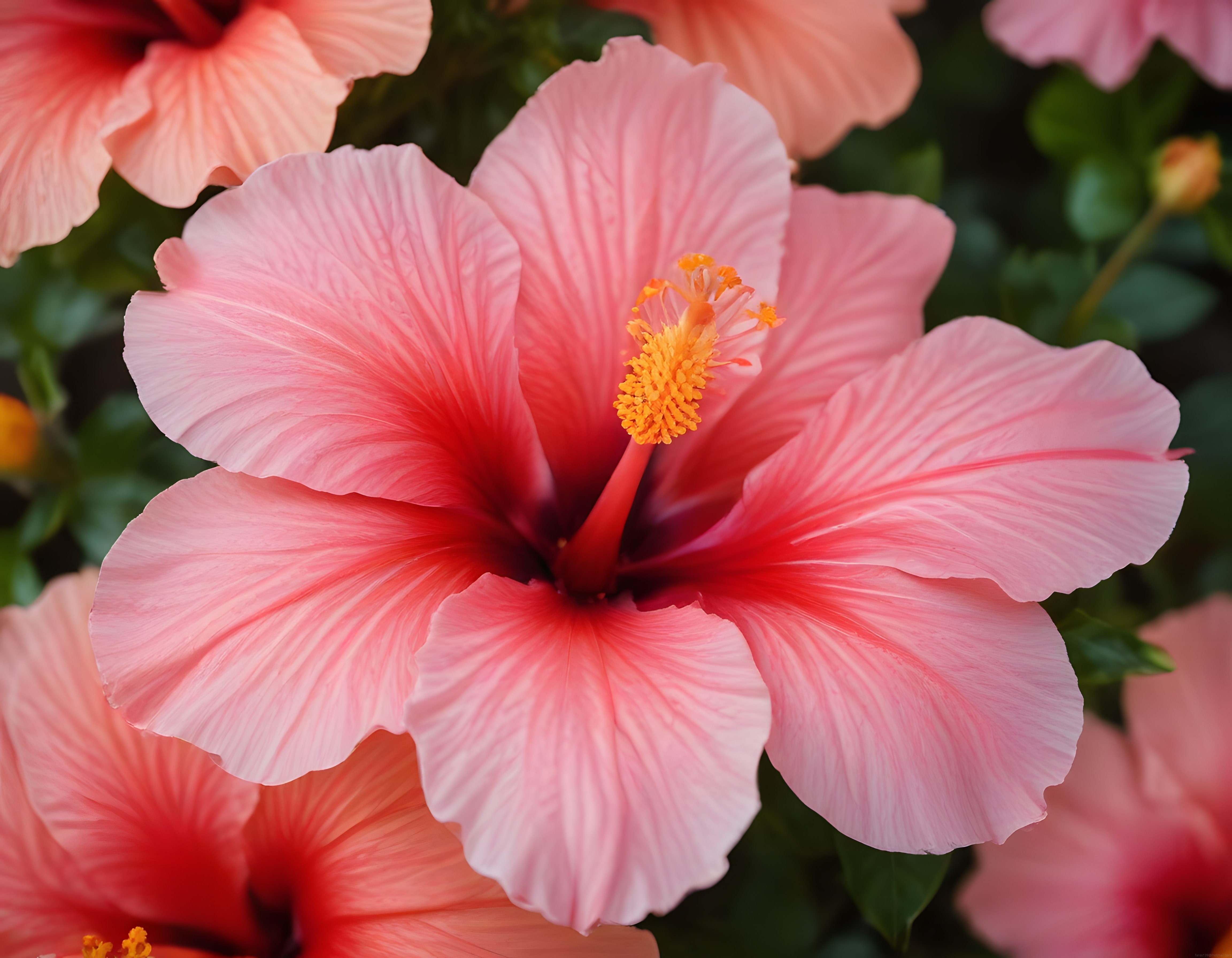 Pembe Hibiskus Çiçeği Makro Görüntü: Yumuşak Tonlarda Botanik Detay