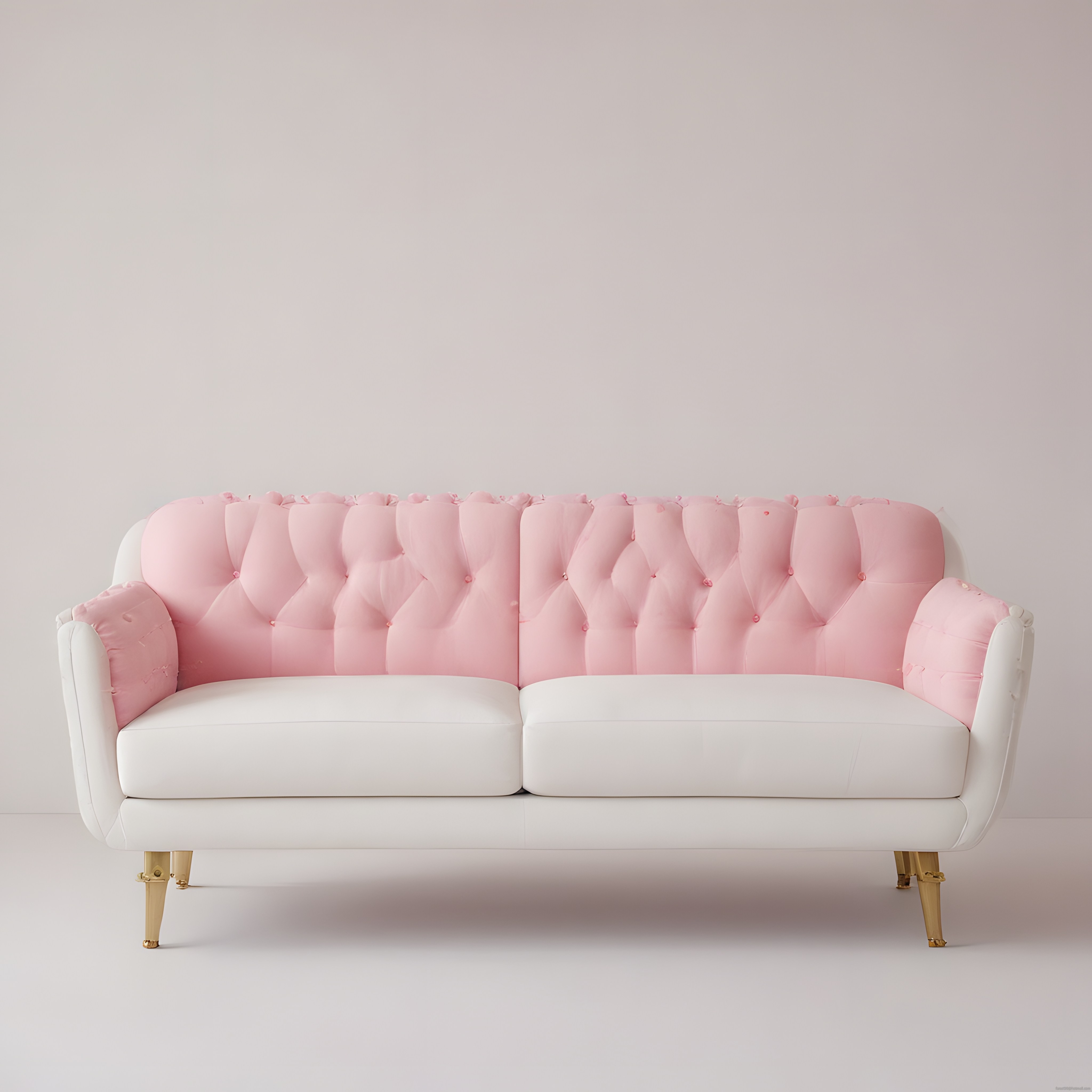 Pembe Kadife Chesterfield Kanepe ve Altın Ayaklı Modern Oturma Odası Stili