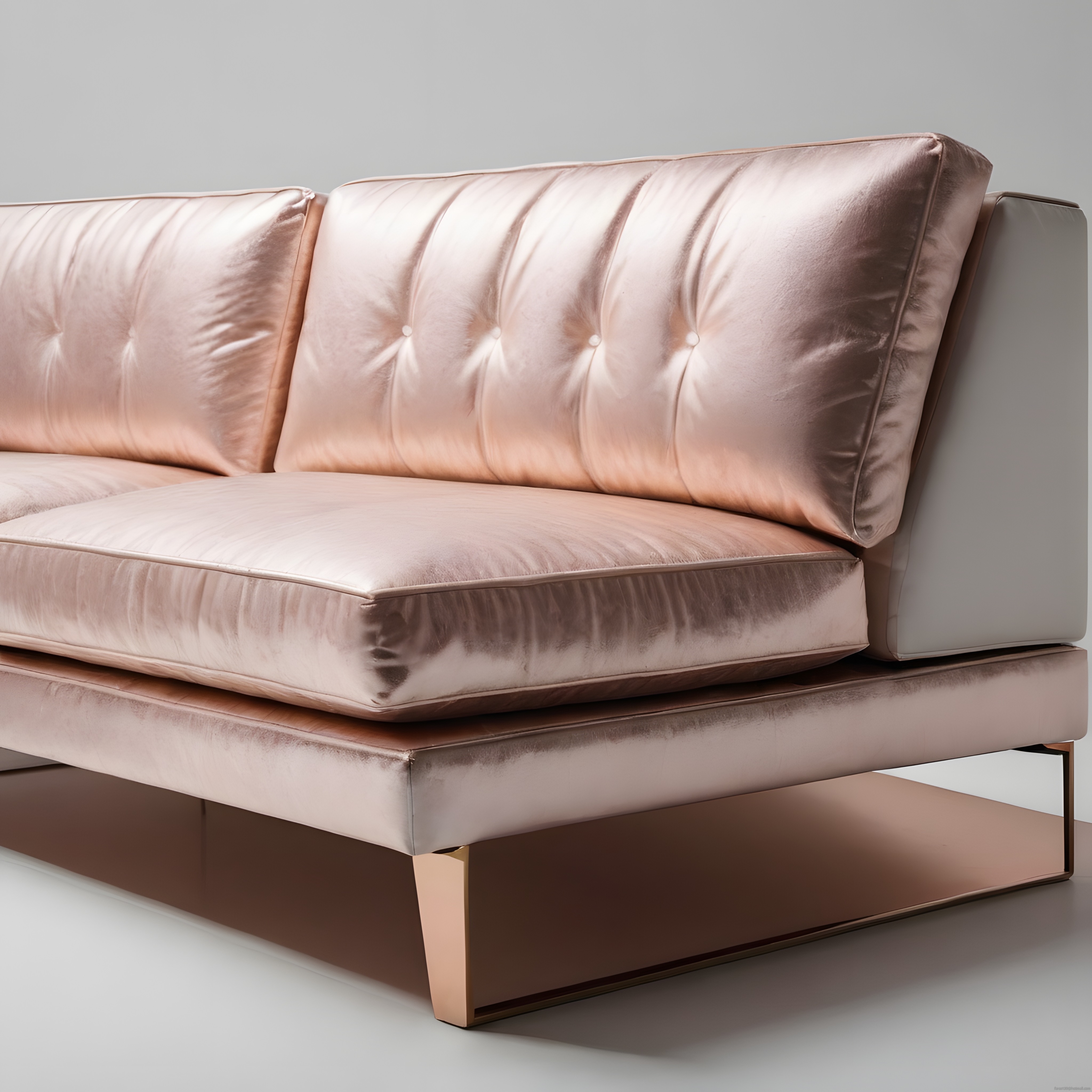 Pembe Kadife Düğmeli Kanepe ve Rose Gold Detaylı Modern Mobilya Tasarımı