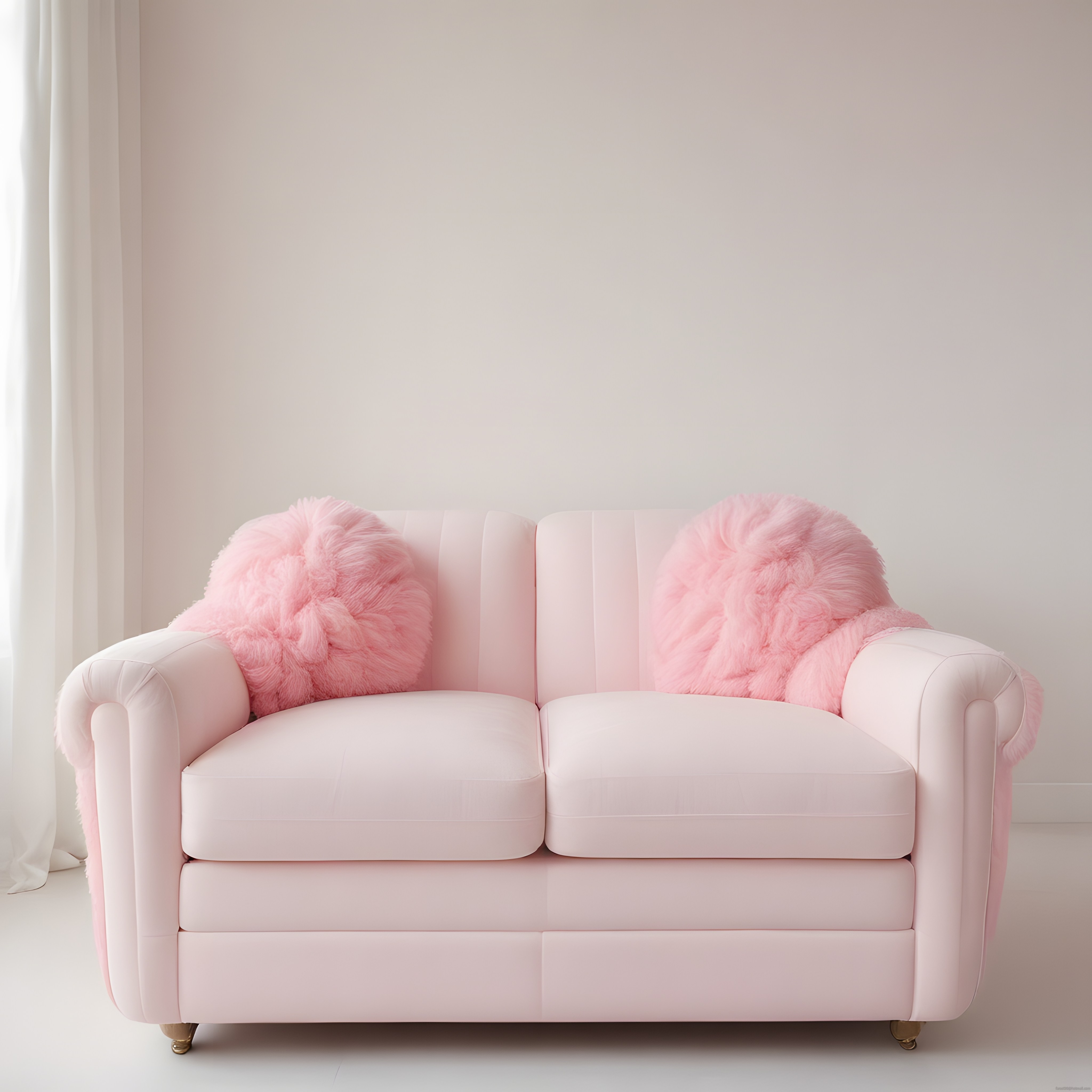 Pembe Kadife İkili Kanepe ve Pelüş Yastıklarla Feminen ve Şık Salon Dekorasyonu