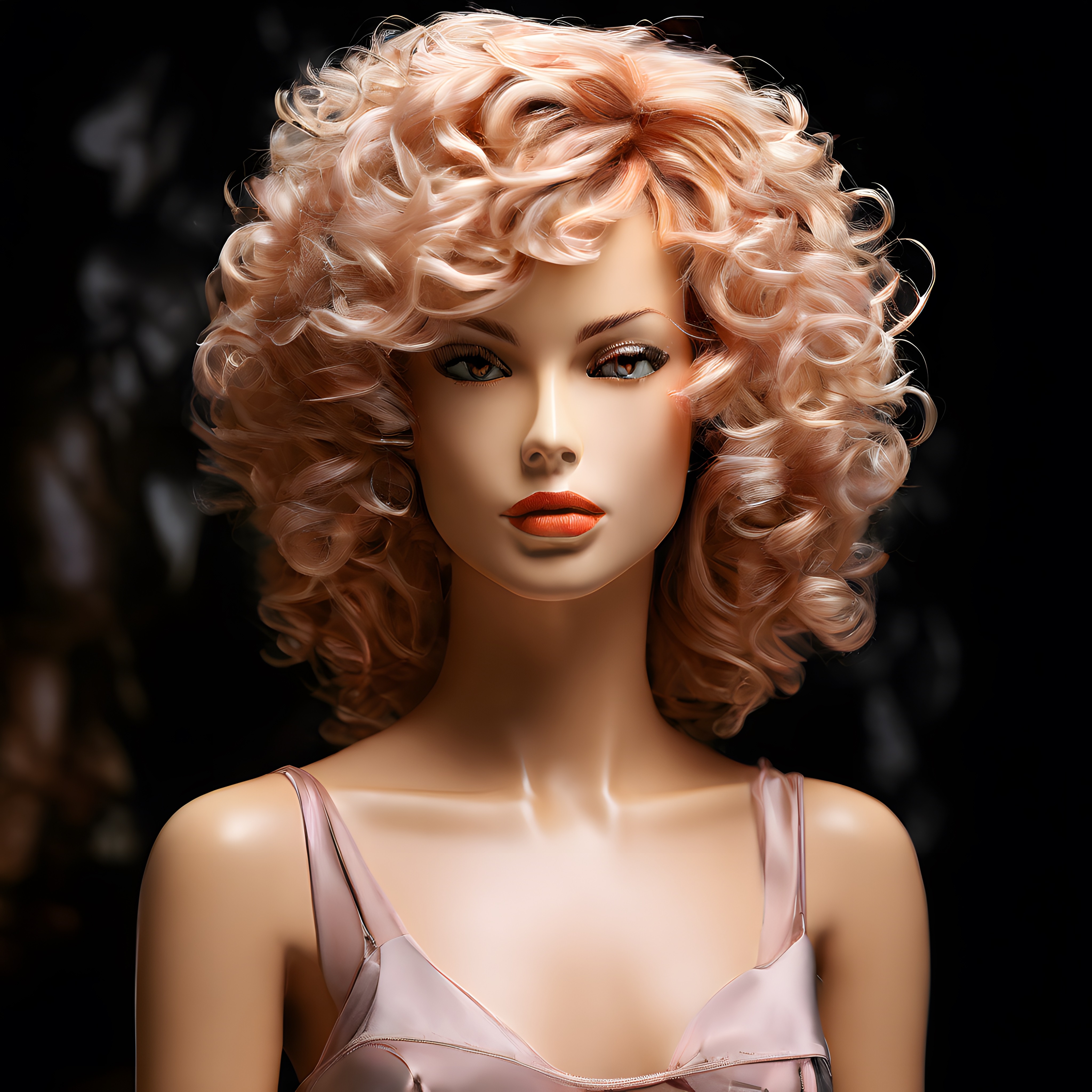Pembe Kıvırcık Saçlı Manken: Retro Glamour Tarzı ve Modern Güzellik İlhamı