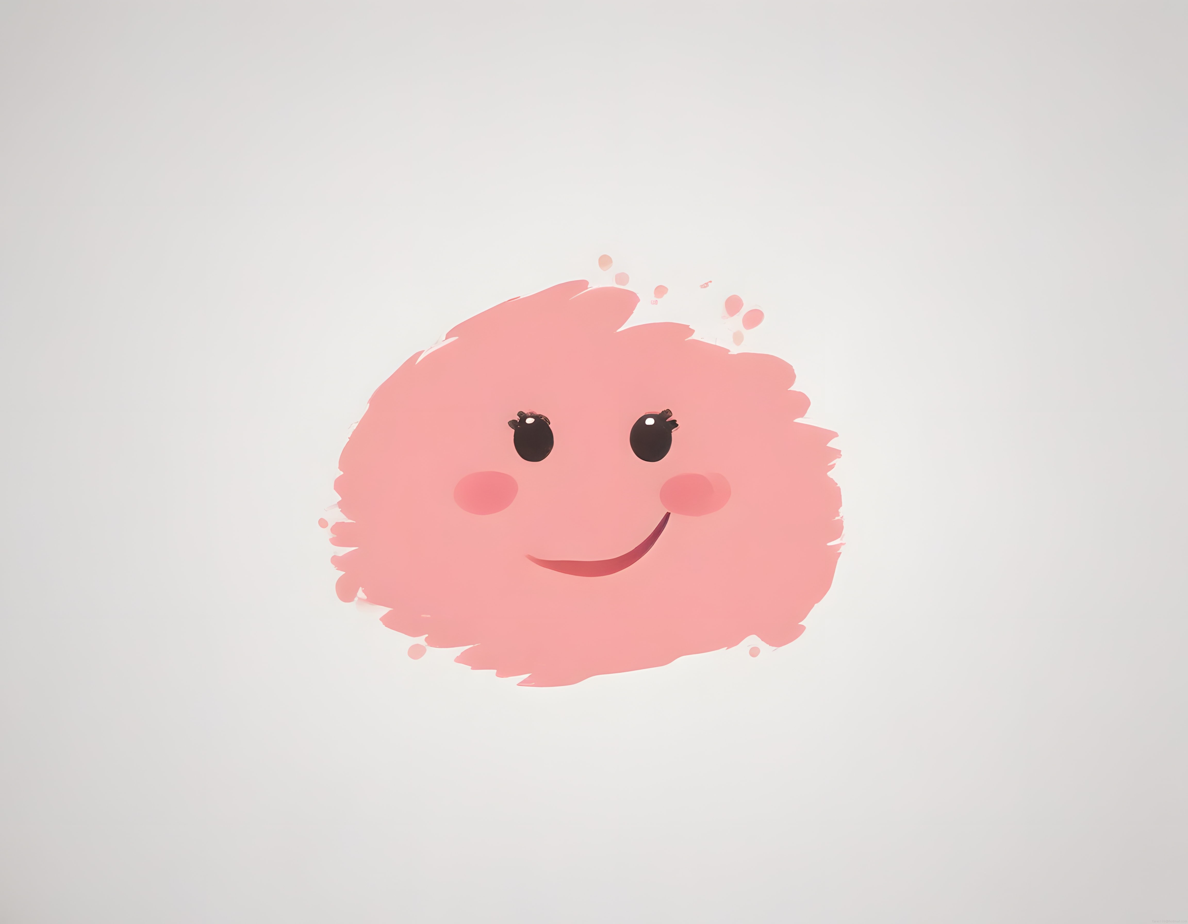Pembe Pofuduk Sevimli Karakter: Fırça Dokulu Dijital Sanat ve Masum Gülümseme
