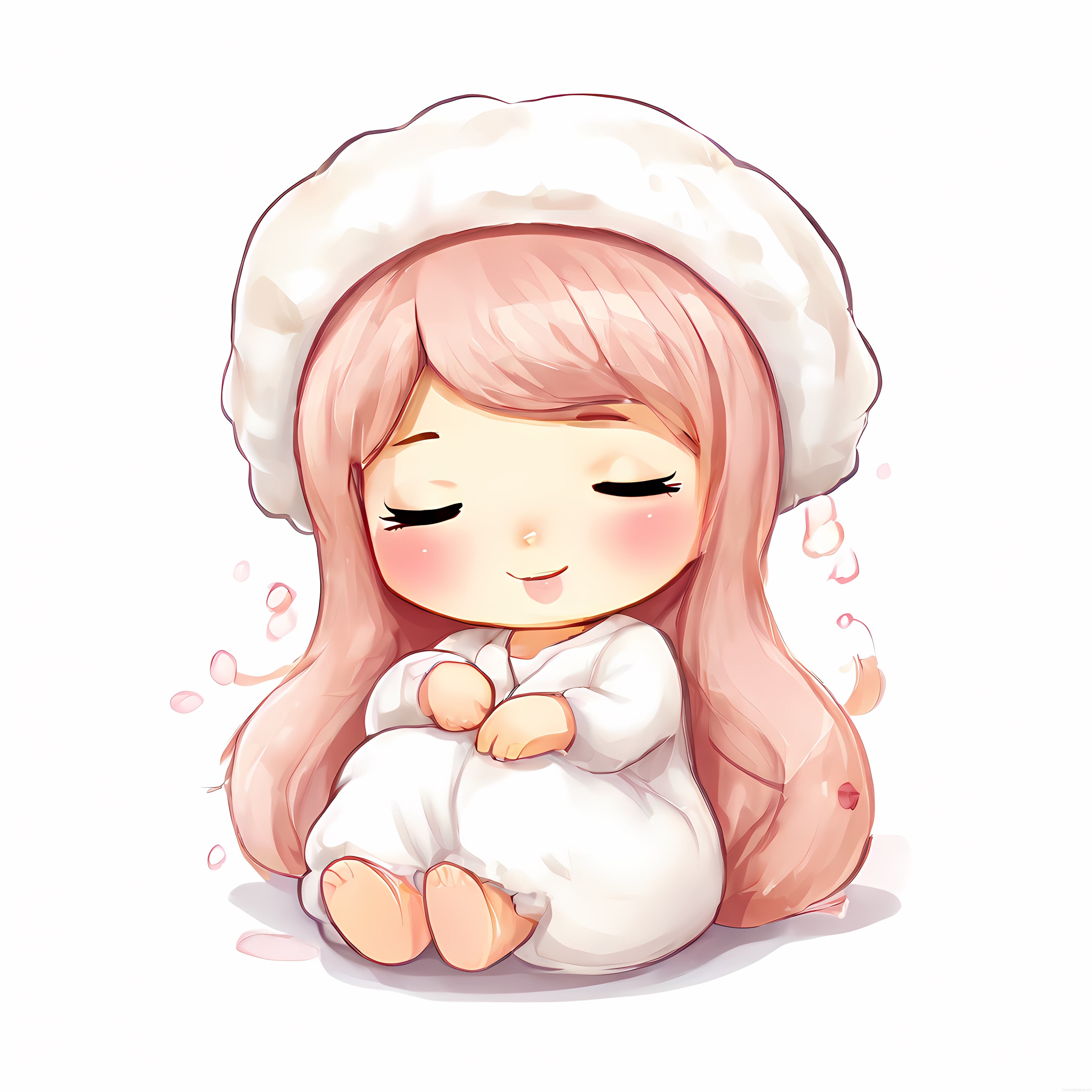 Pembe Saçlı Sevimli Chibi Kız İllüstrasyonu ve Dijital Sanat Çalışması