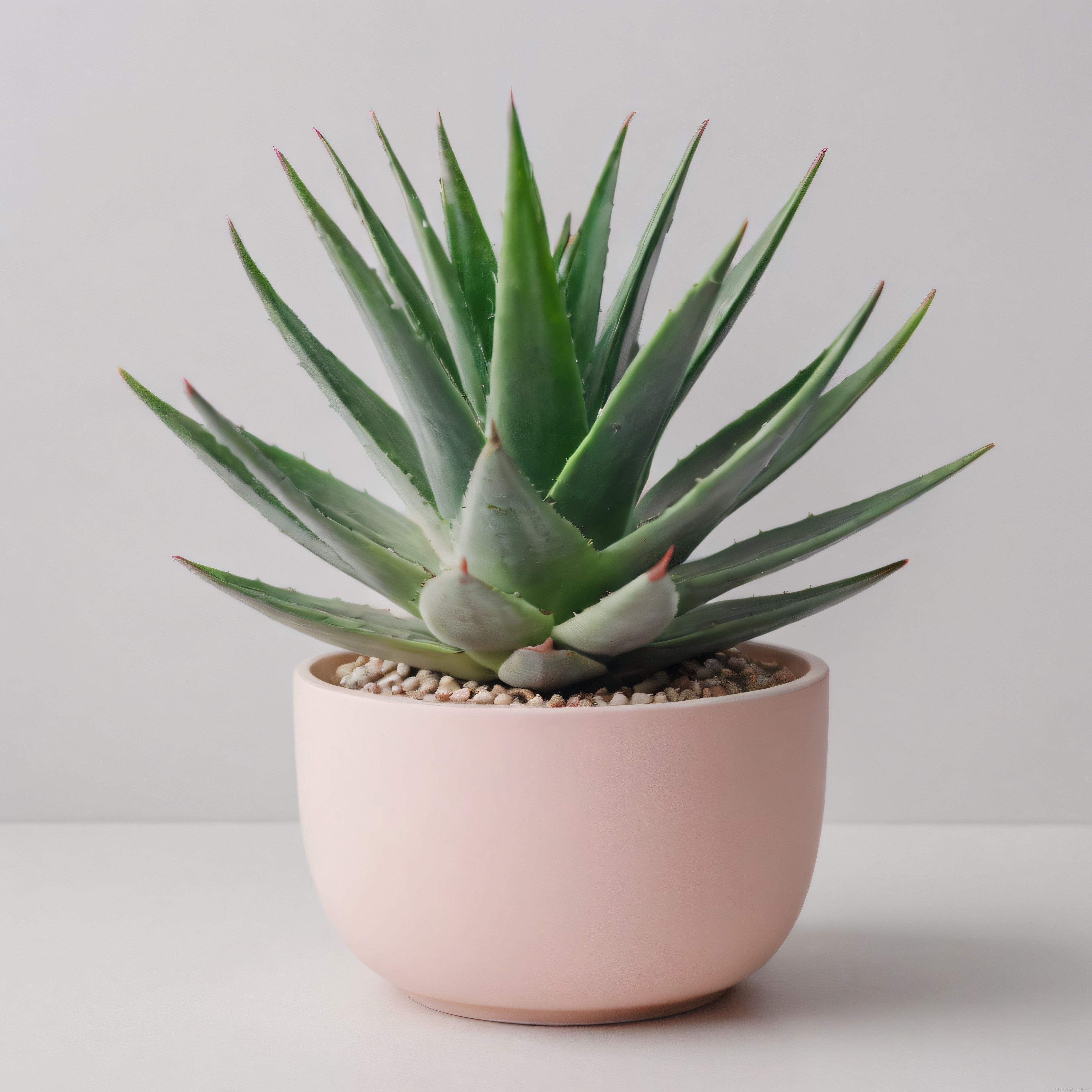 Pembe saksıda agave sukulent: minimalist mekan dekorasyonu için şık detay