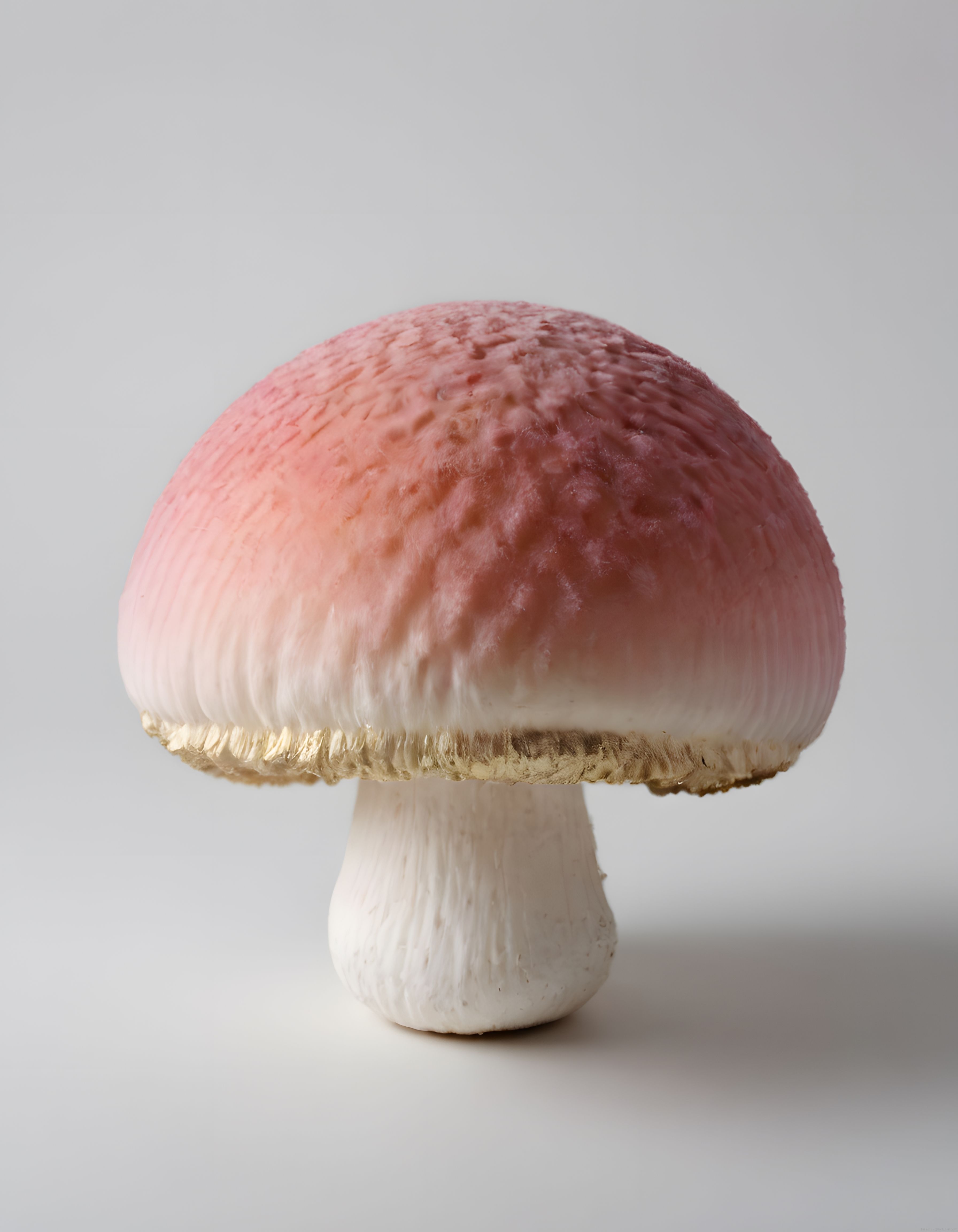 Pembe Şapkalı Yabani Mantarın Beyaz Fon Üzerinde Makro Görünümü