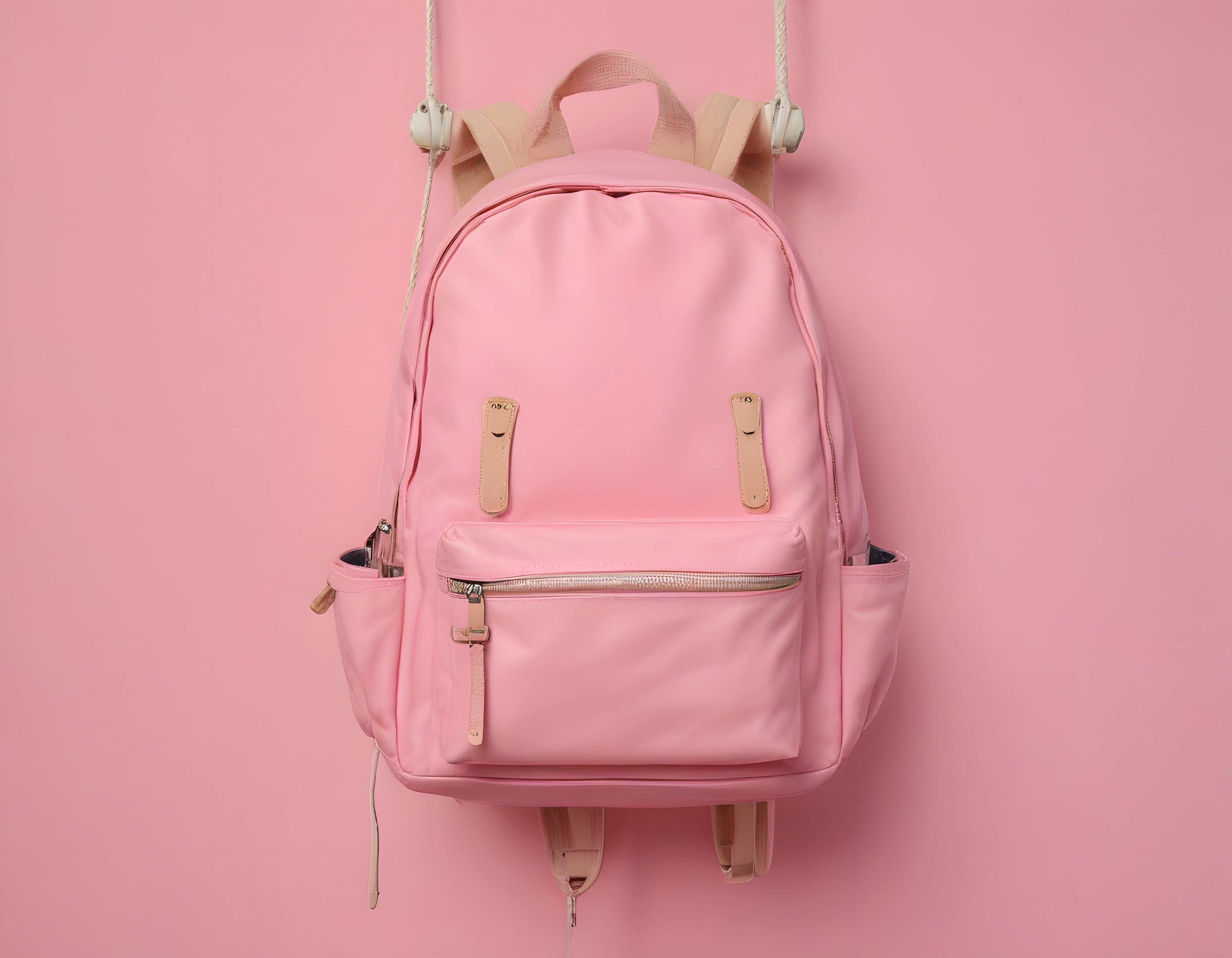 Pembe Sırt Çantası: Pastel Arka Planda Fonksiyonel ve Şık Aksesuar Modeli