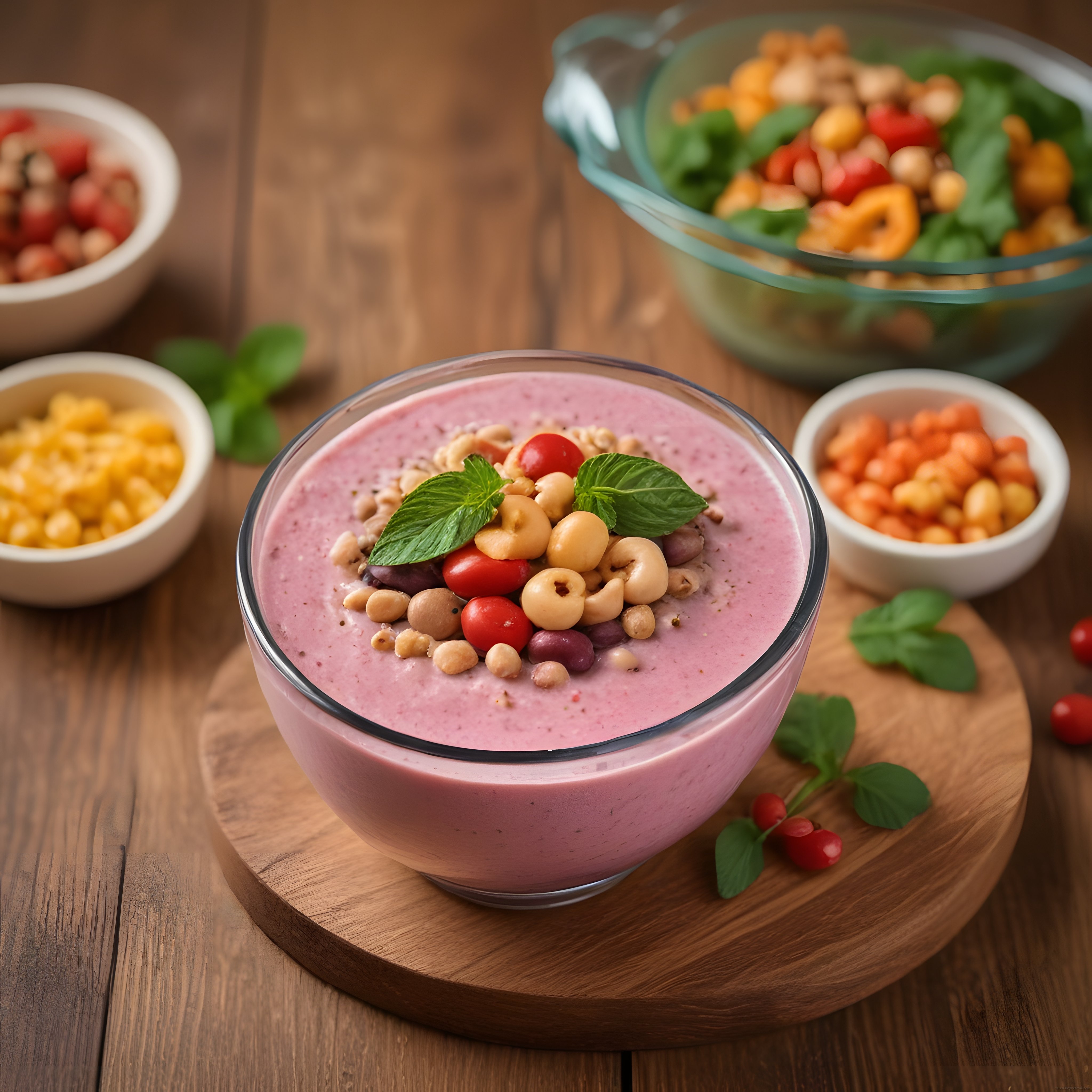 Pembe Smoothie Kasesi ile Nane ve Kuruyemişli Sağlıklı Kahvaltı Fikri