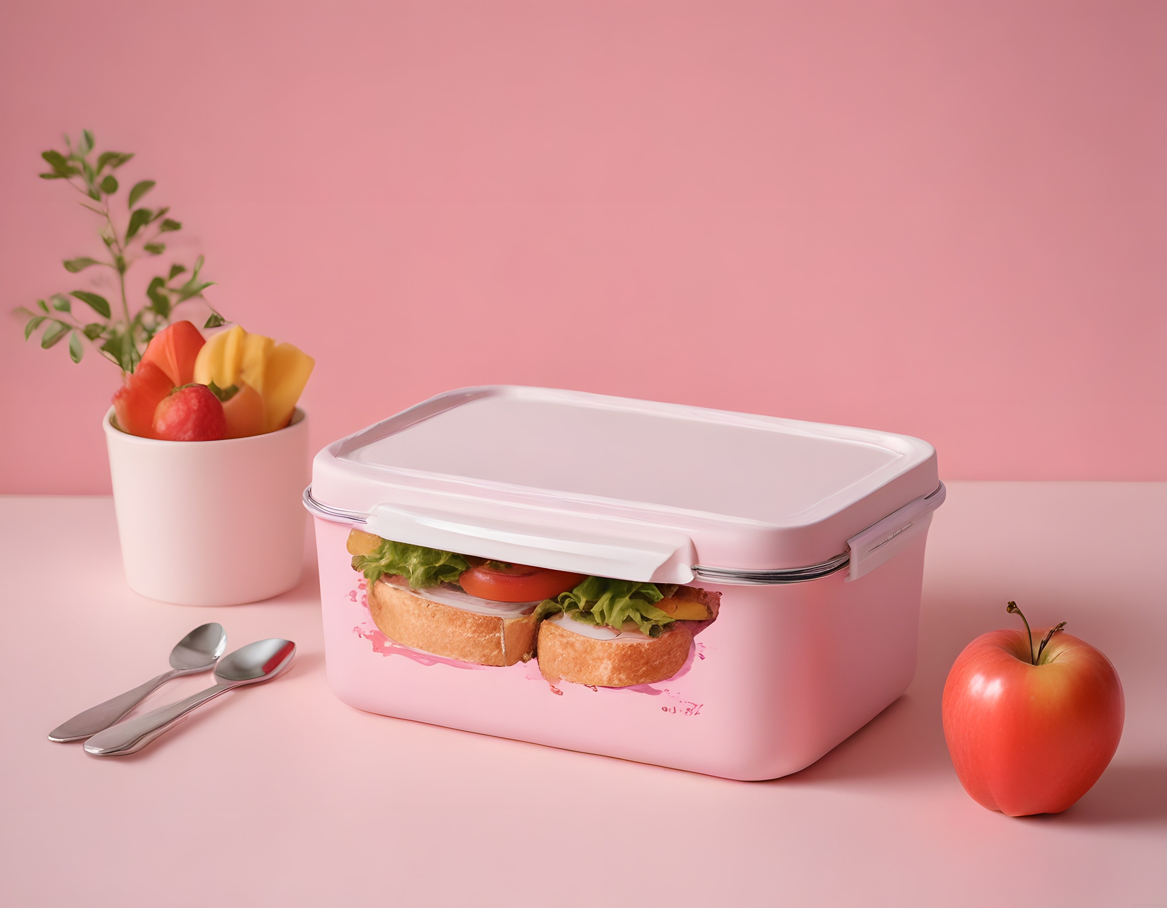 Pembe Stüdyo Arka Planda Sağlıklı Beslenme Çantası ve Taze Meyveler
