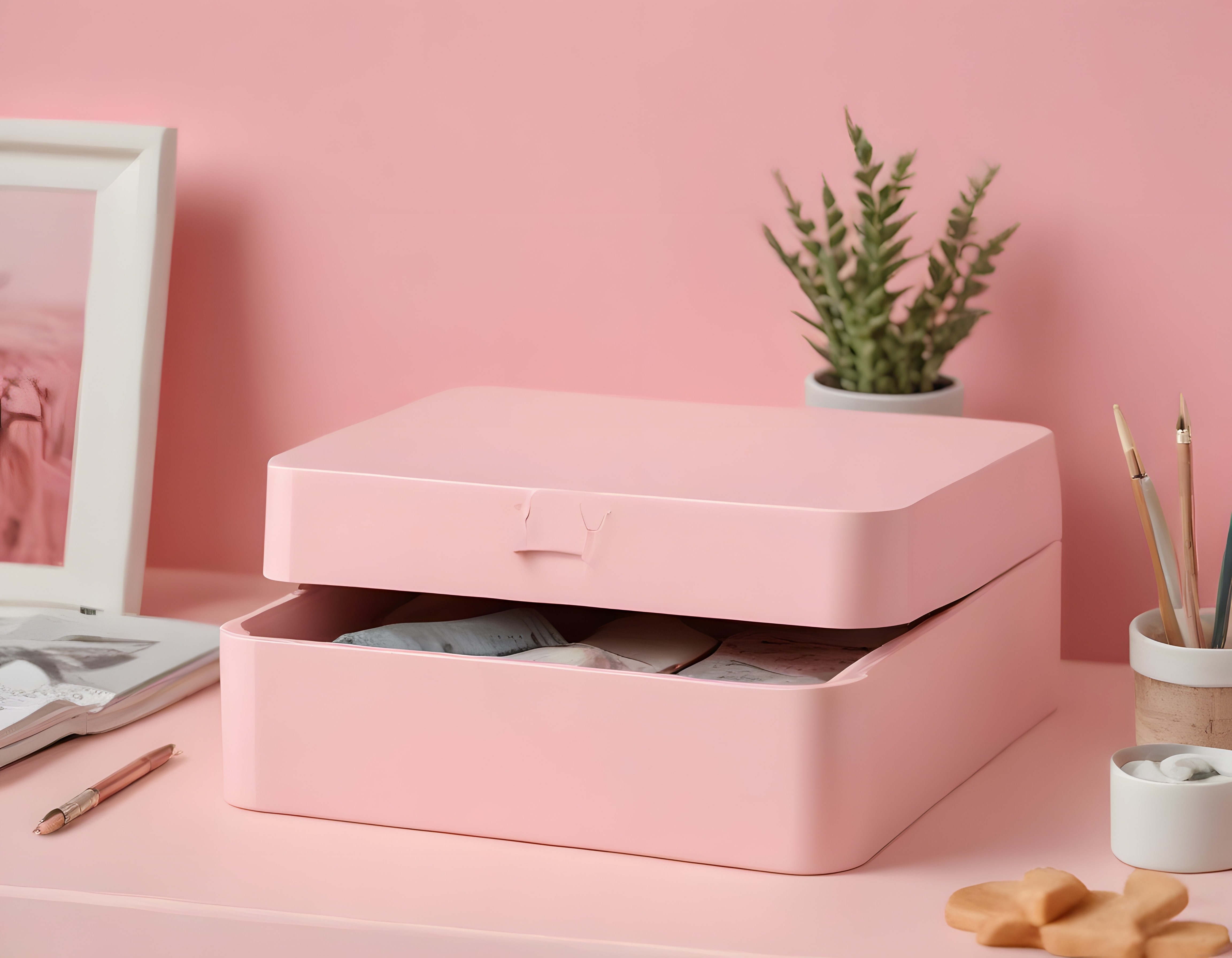 Pembe Tonlarında Minimalist Çalışma Alanı ve Masaüstü Dekorasyon Fikirleri