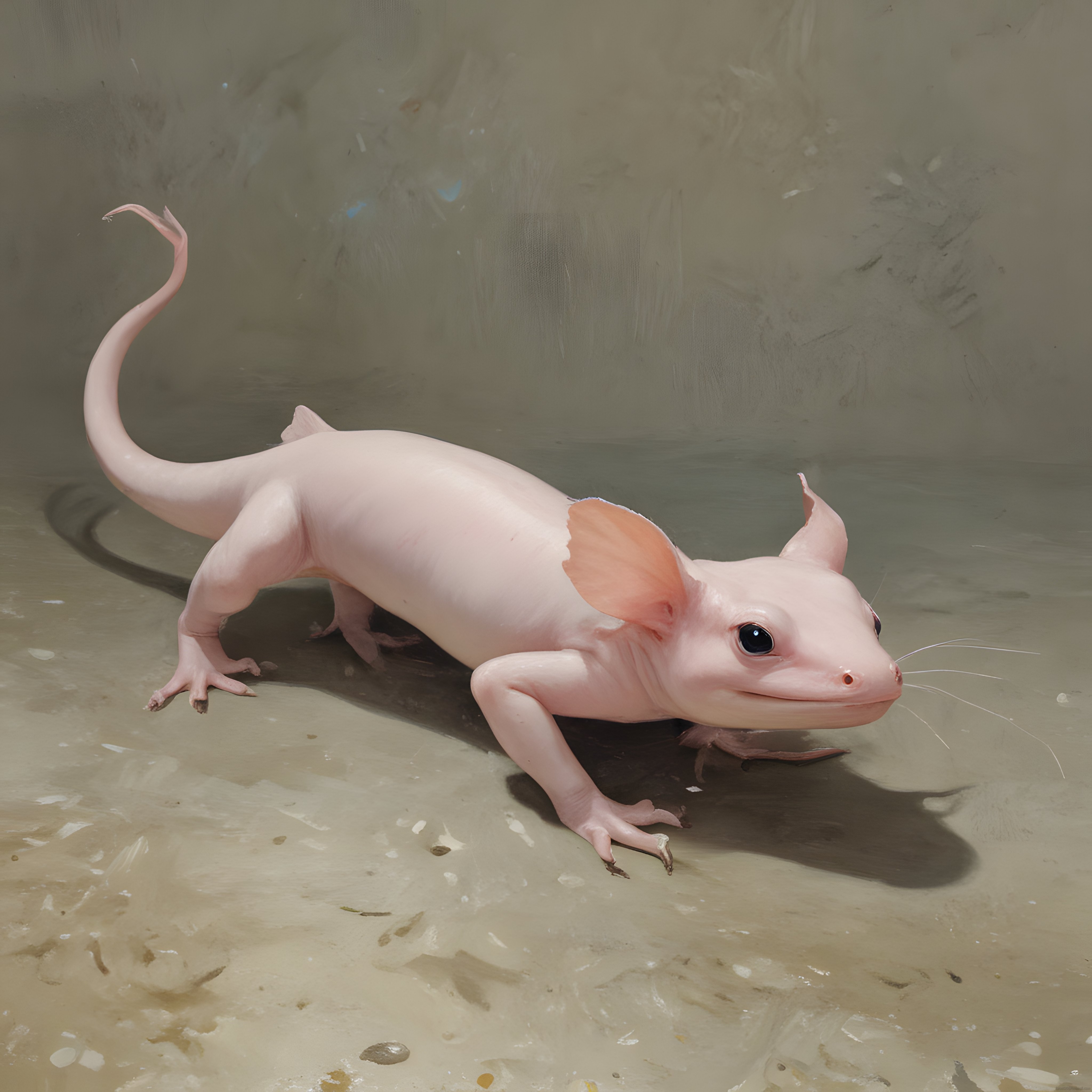 Pembe Tüysüz Egzotik Yaratık: Fantastik Sürüngen Dijital Sanat Çalışması