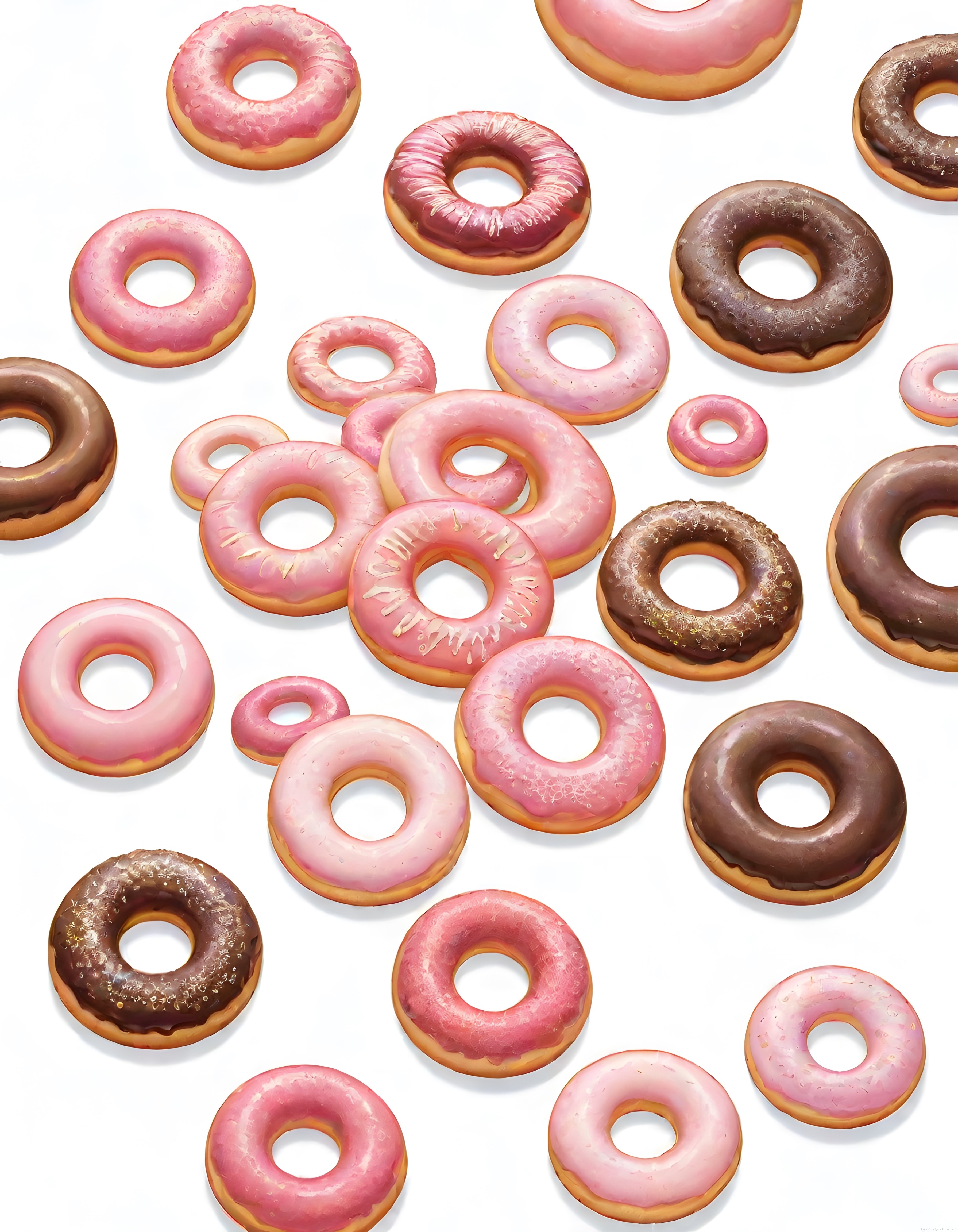 Pembe ve Çikolatalı Glazürlü Donutlar: Tatlı Düşlerin Renkli Dünyası
