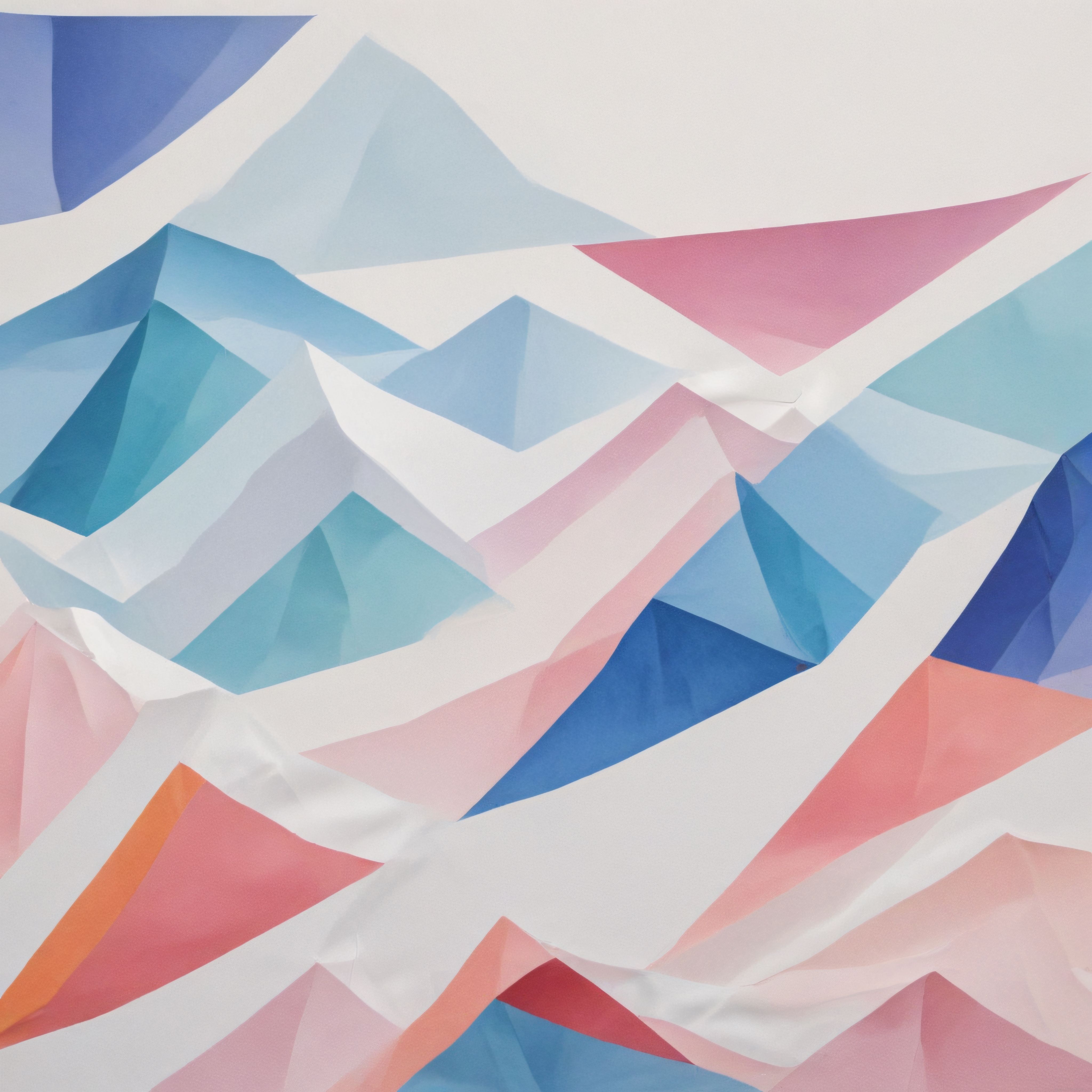 Pembe ve Mavi Pastel Tonlarında Soyut Geometrik Kağıt Katman Sanatı