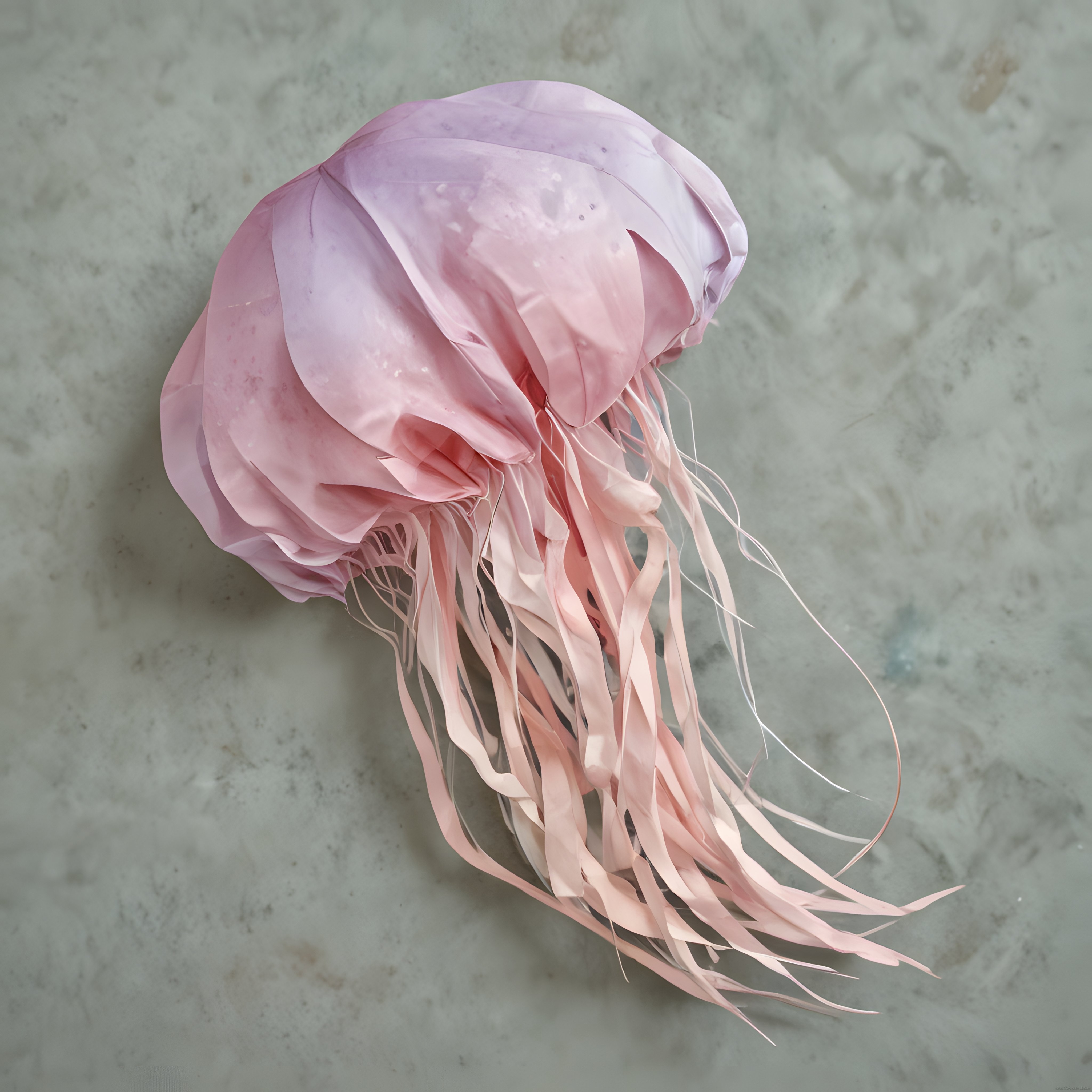 Pembe ve Mor Tonlarında El Yapımı Kağıt Deniz Anası Duvar Dekorasyonu