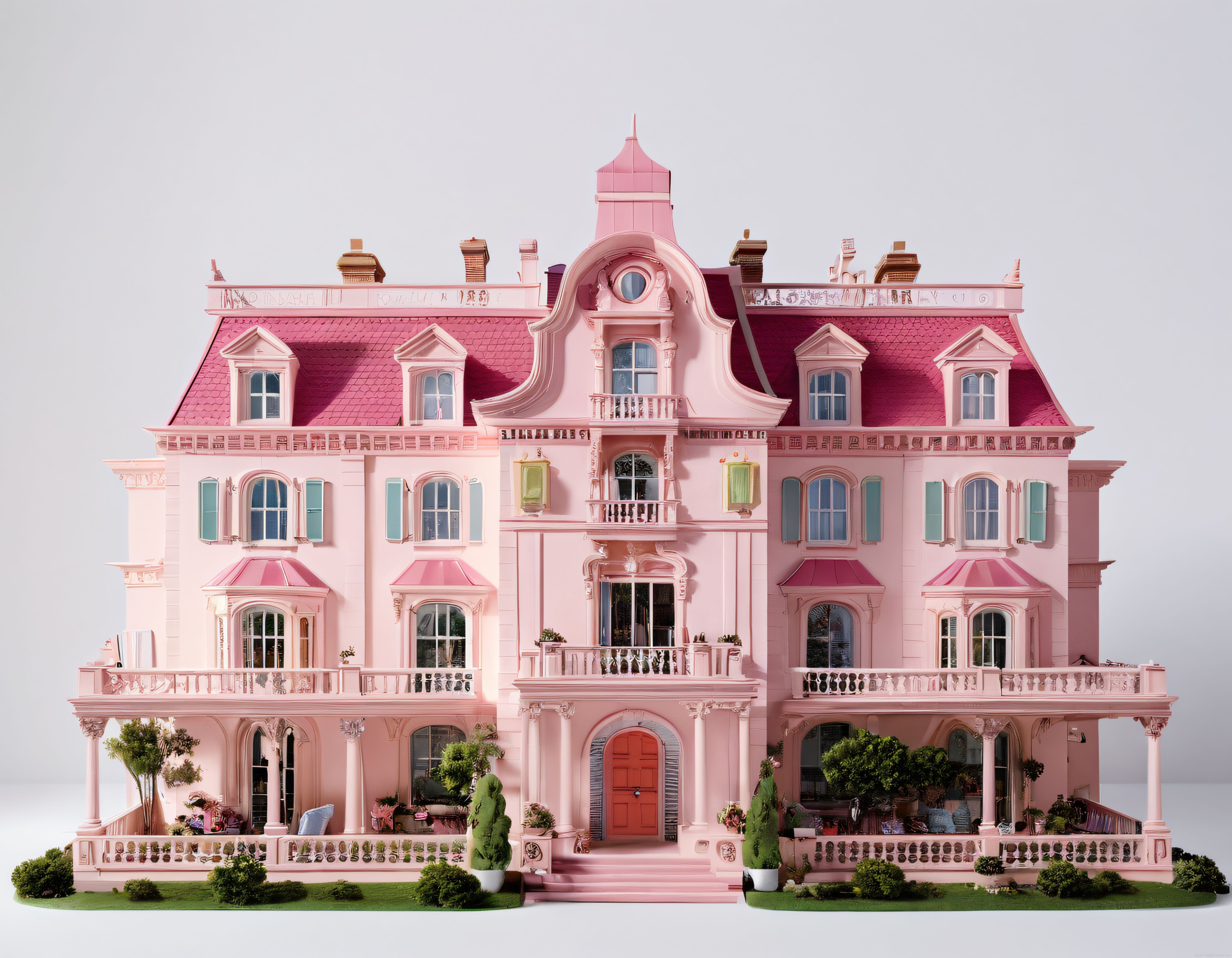 Pembe Viktorya Stili Lüks Bebek Evi Maketi: Minyatür Konak Detayları