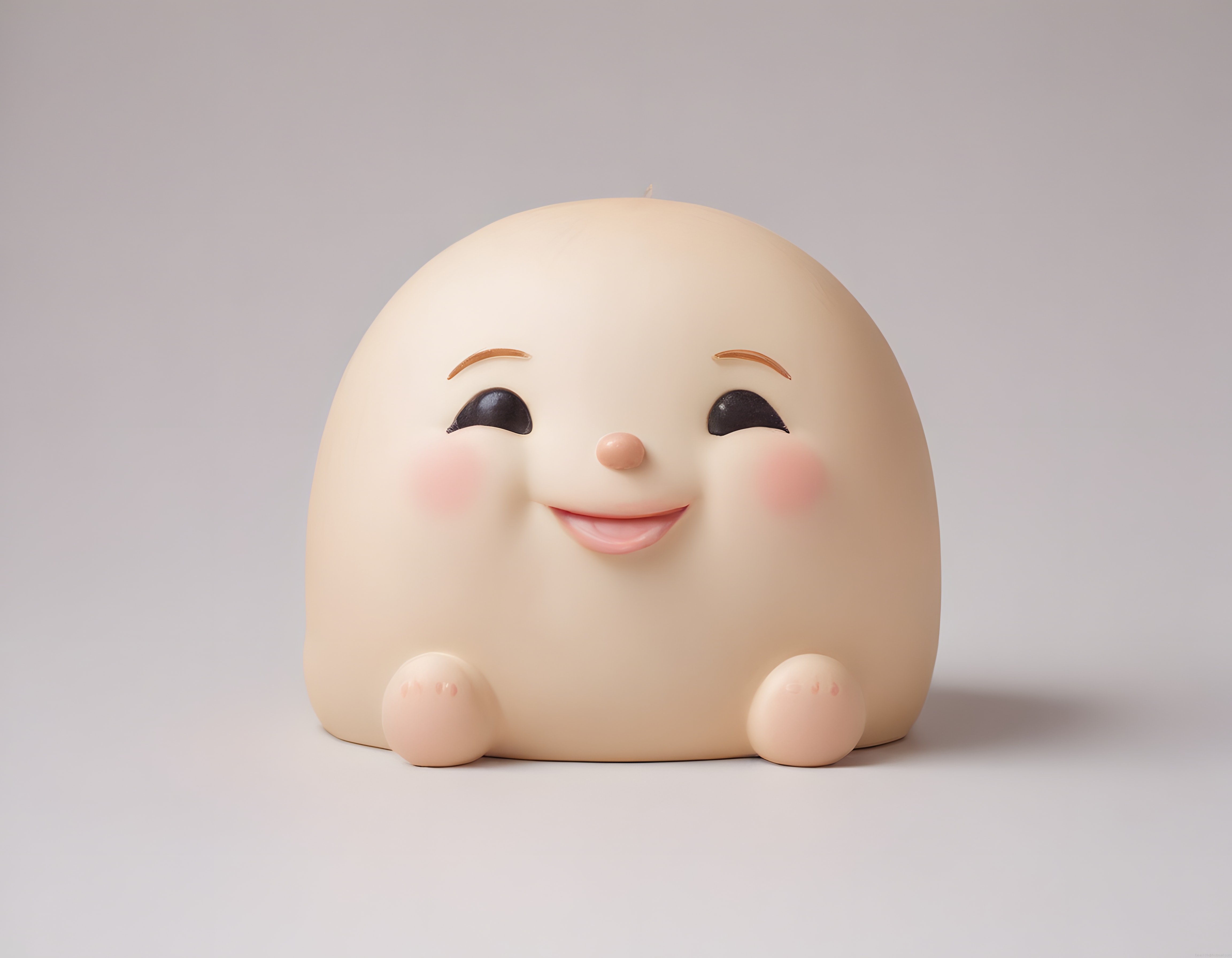 Pembe Yanaklı Gülümseyen Yumurta Karakter: Sevimli 3D Dijital Sanat